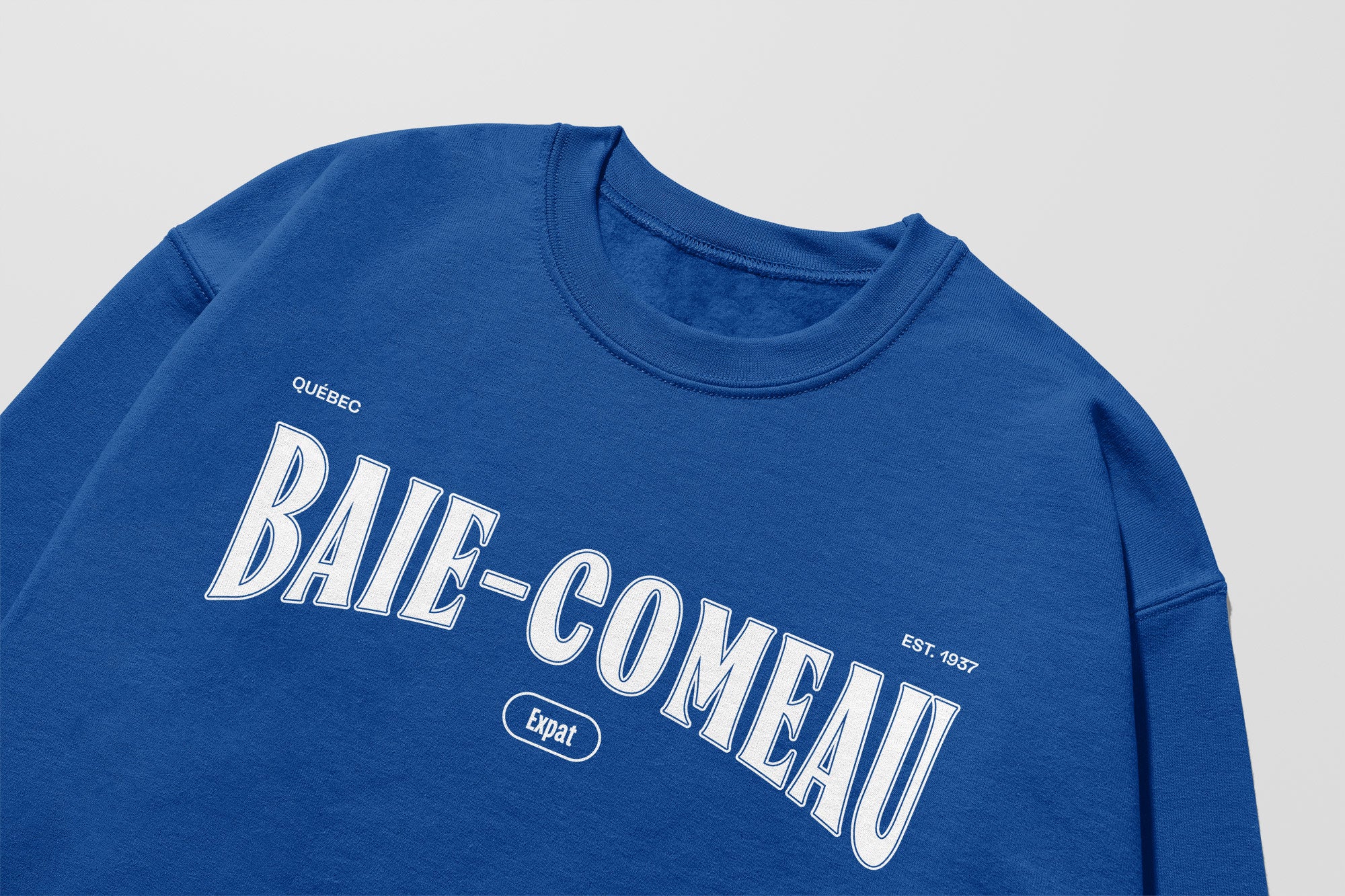Mon Crew Confort - Adultes - Baie-Comeau - Impression en Blanc