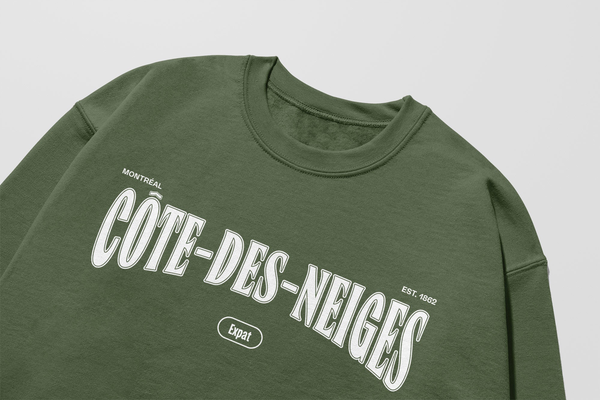 Mon Crew Confort - Adultes - Côte-des-Neiges - Impression en Blanc