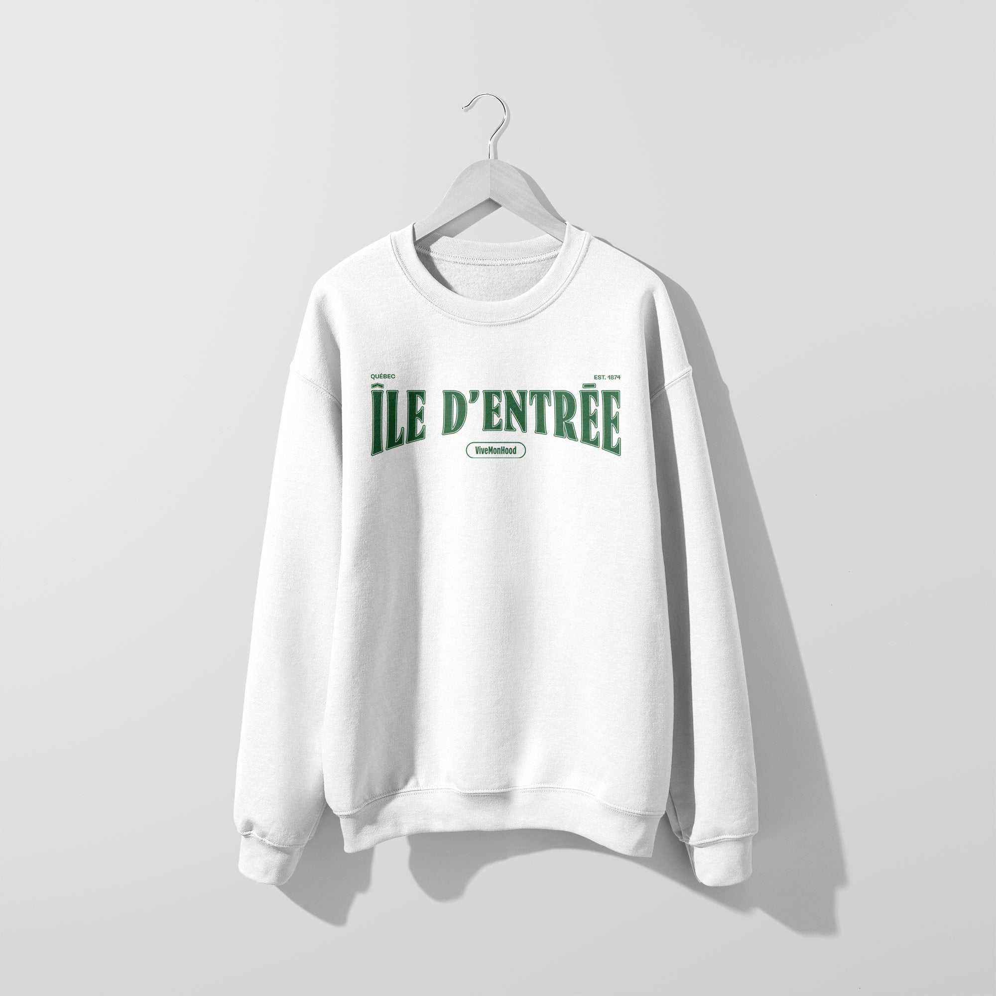 Mon Crew Fit - Adultes - Ile d'entree - Impression en Vert