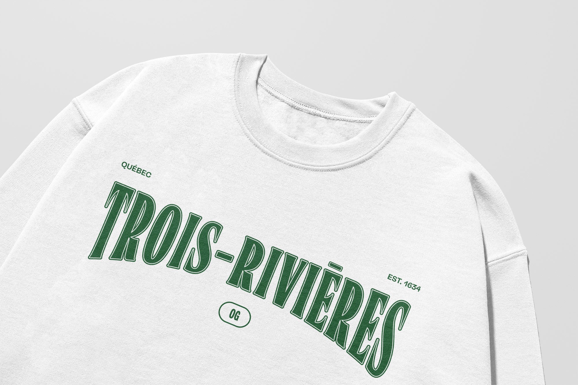 Mon Crew Fit - Adultes - Trois-Rivières - Impression en Vert
