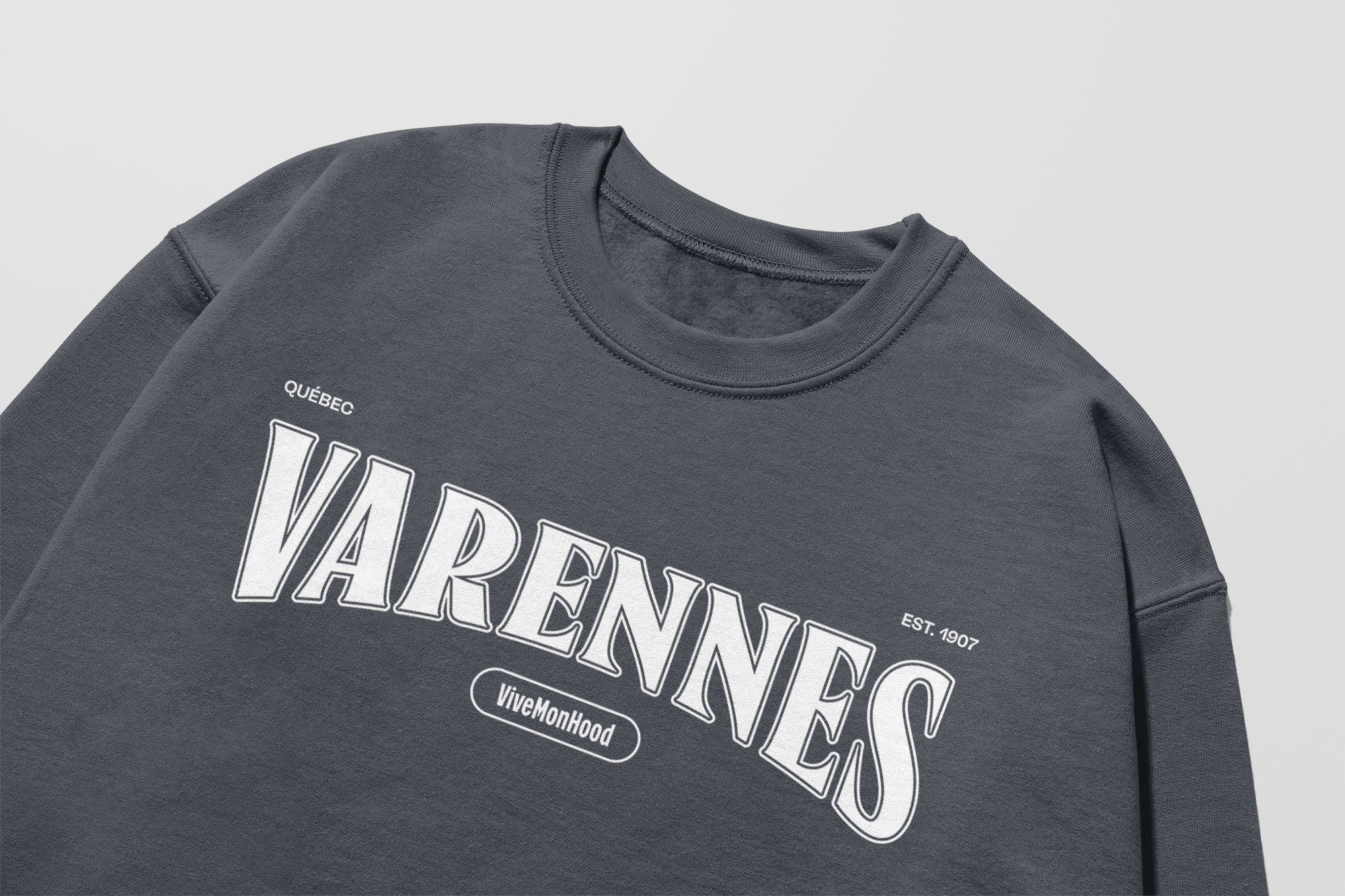 Mon Crew Fit - Varennes - Enfant - Blanc - Dark Heather