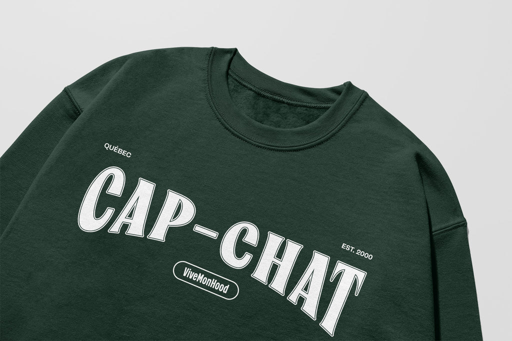 Mon Crew Confort - Adultes - Cap-Chat - Impression en Blanc