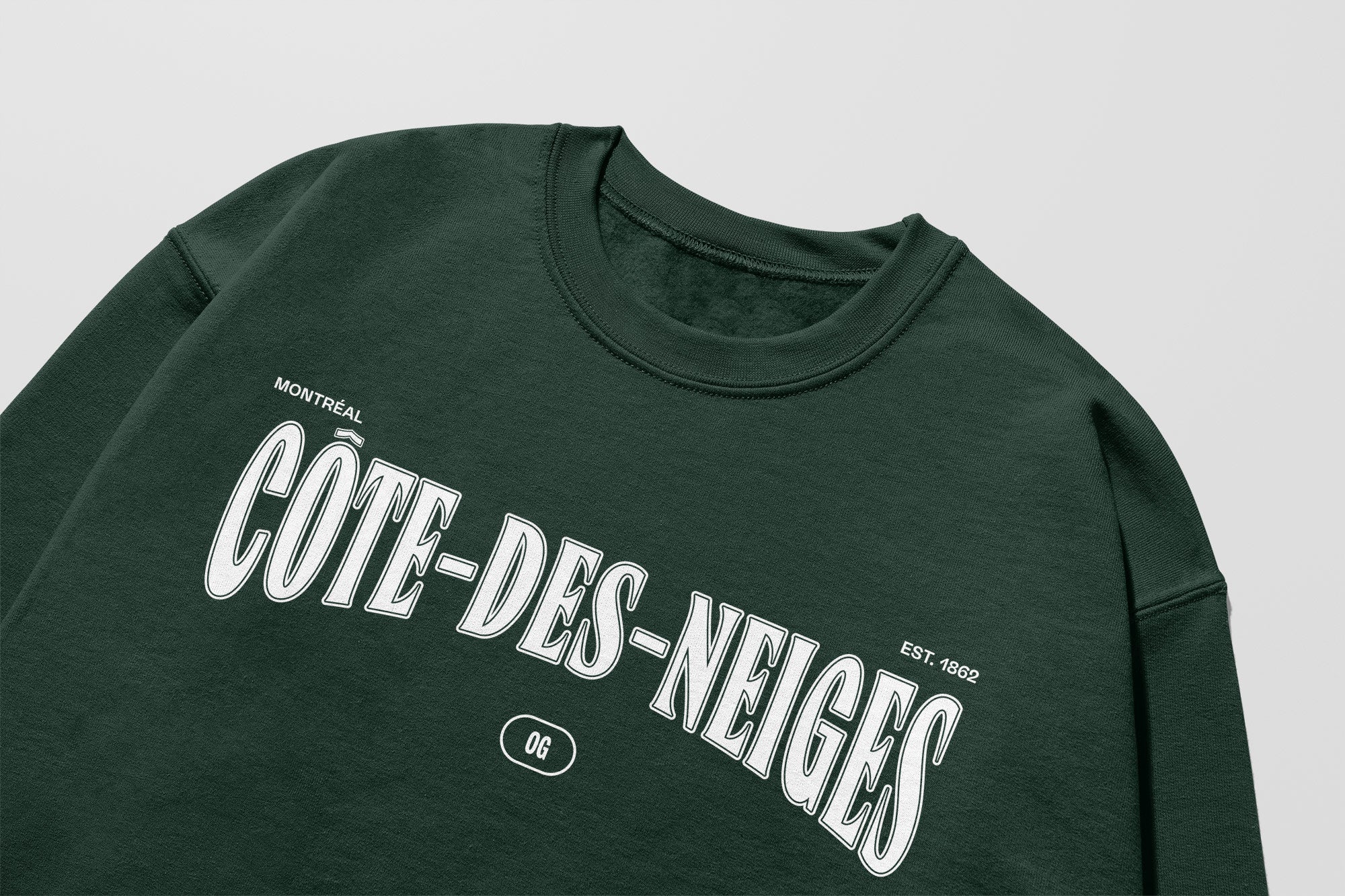 Mon Crew Confort - Adultes - Côte-des-Neiges - Impression en Blanc