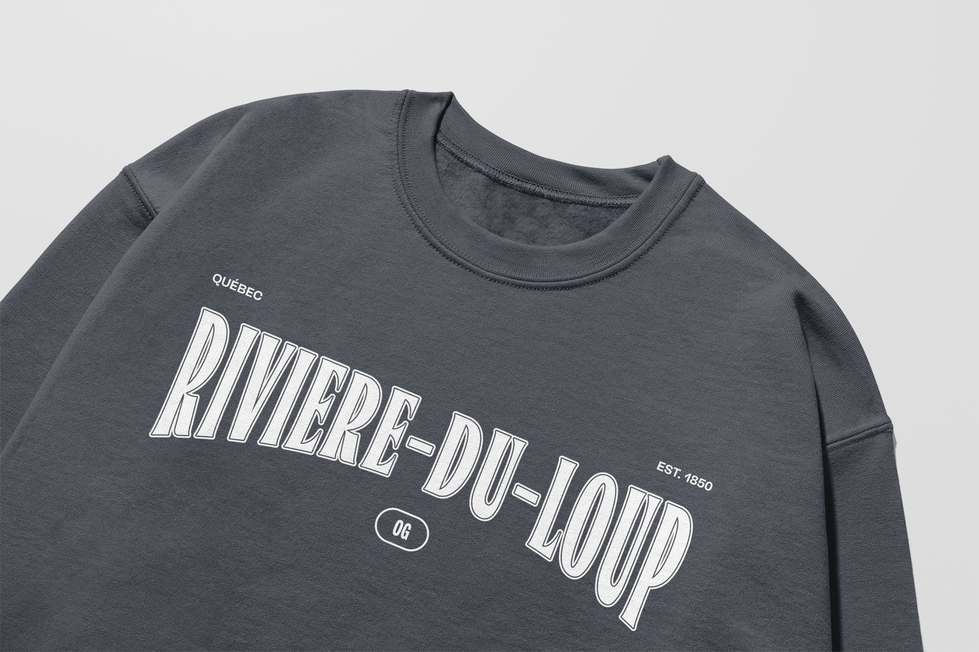 Mon Crew Fit - Enfants - Rivière-du-Loup - Impression en Blanc
