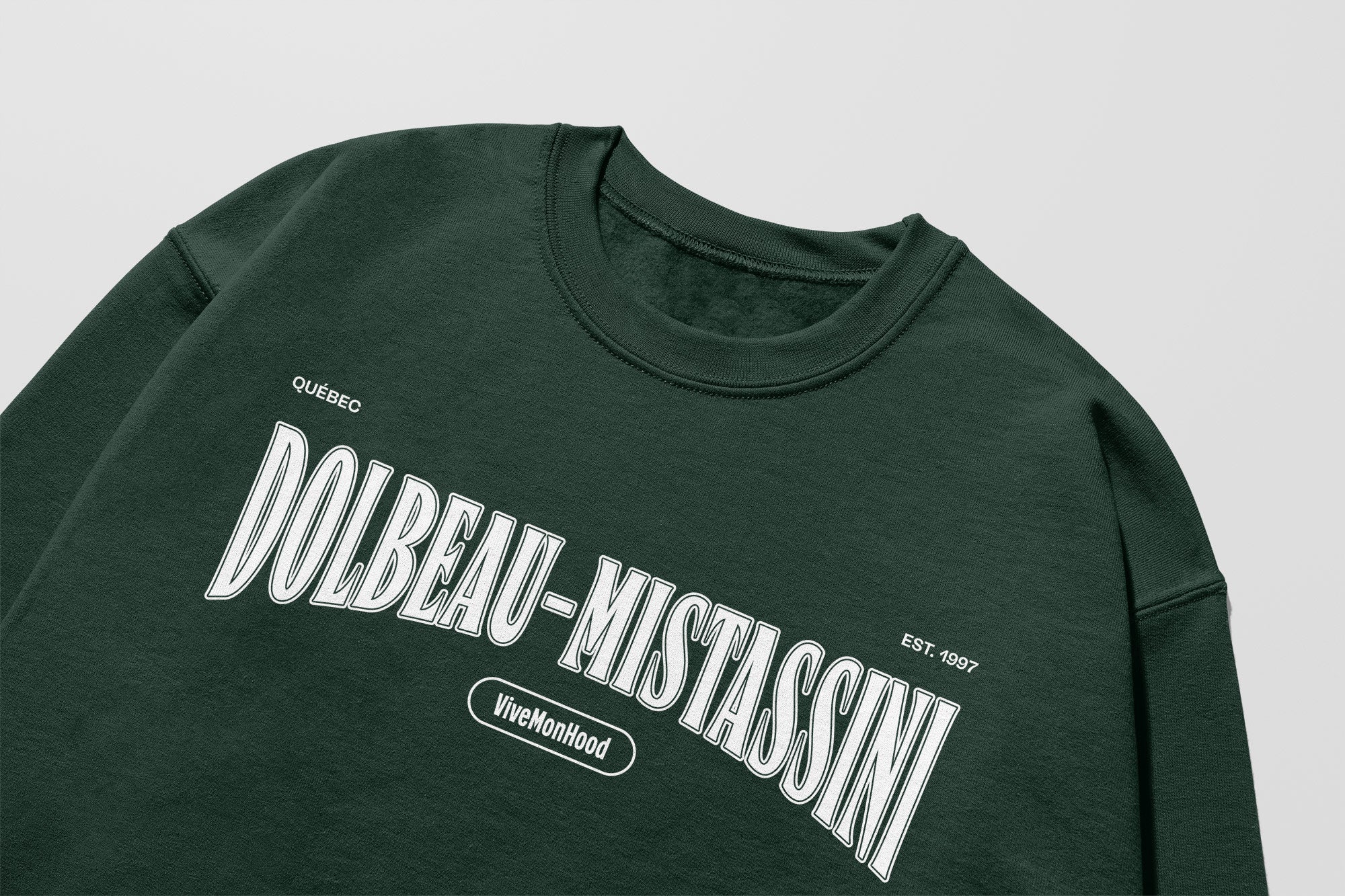 Mon Crew Confort - Adultes - Dolbeau-Mistassini - Impression en Blanc