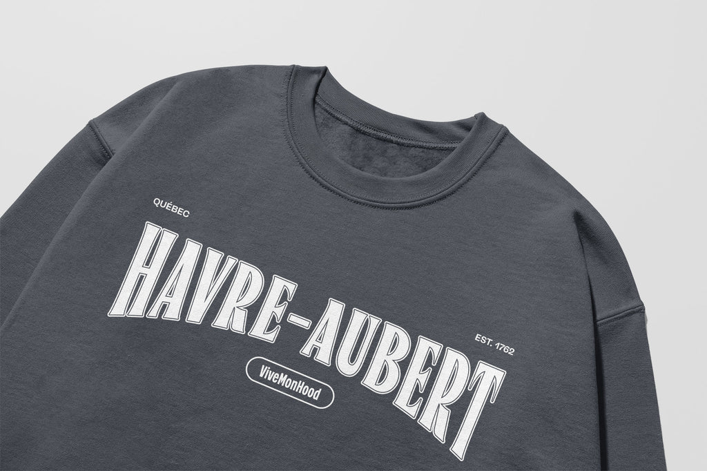 Mon Crew Fit - Enfants - Havre-Aubert - Impression en Blanc
