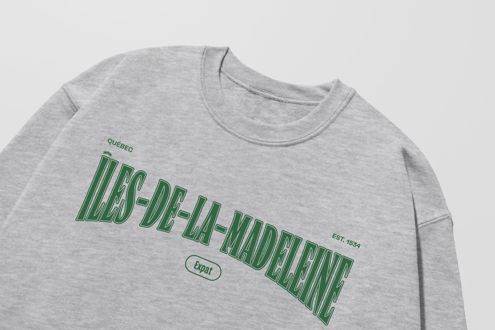 Mon Crew Fit - Adultes - Îles-de-la-Madeleine - Impression en Vert