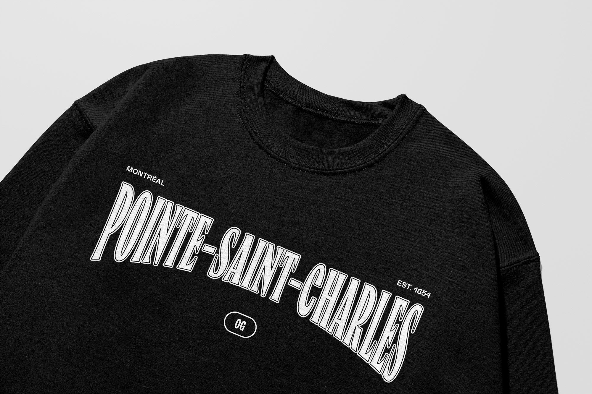 Mon Crew Fit - Adultes - Pointe-Saint-Charles - Impression en Blanc