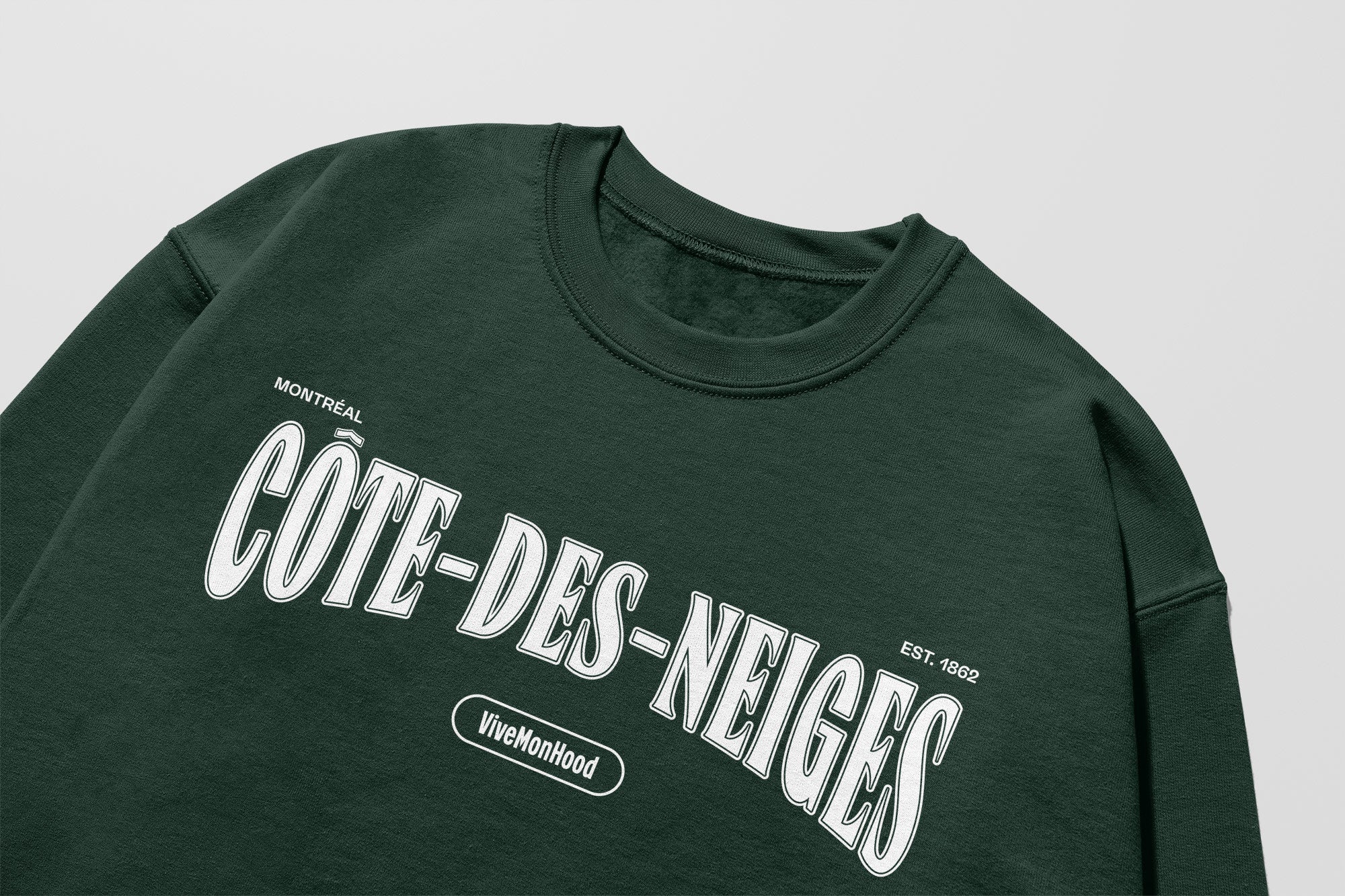 Mon Crew Confort - Adultes - Côte-des-Neiges - Impression en Blanc