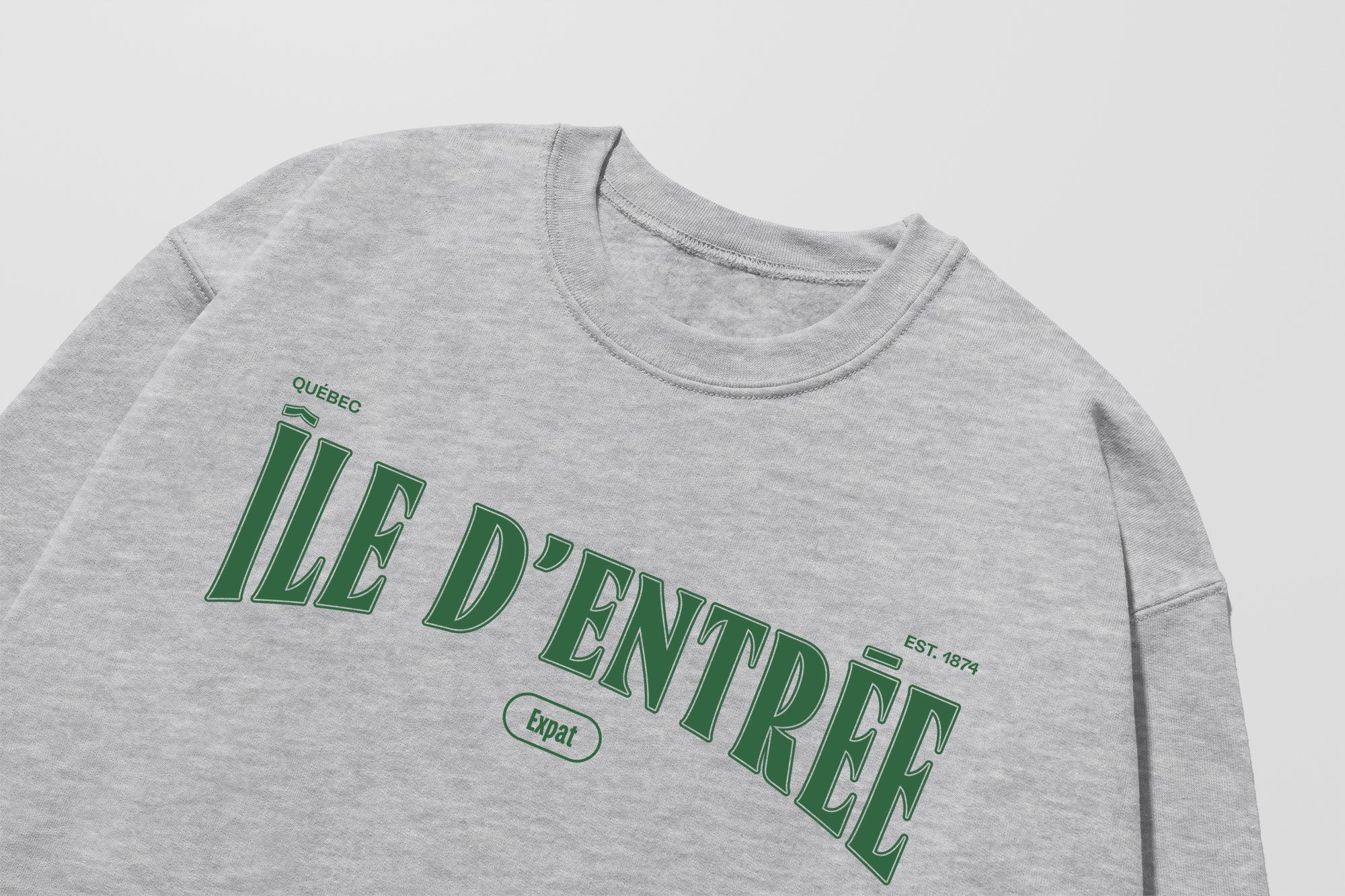 Mon Crew Fit - Adultes - Ile d'entree - Impression en Vert