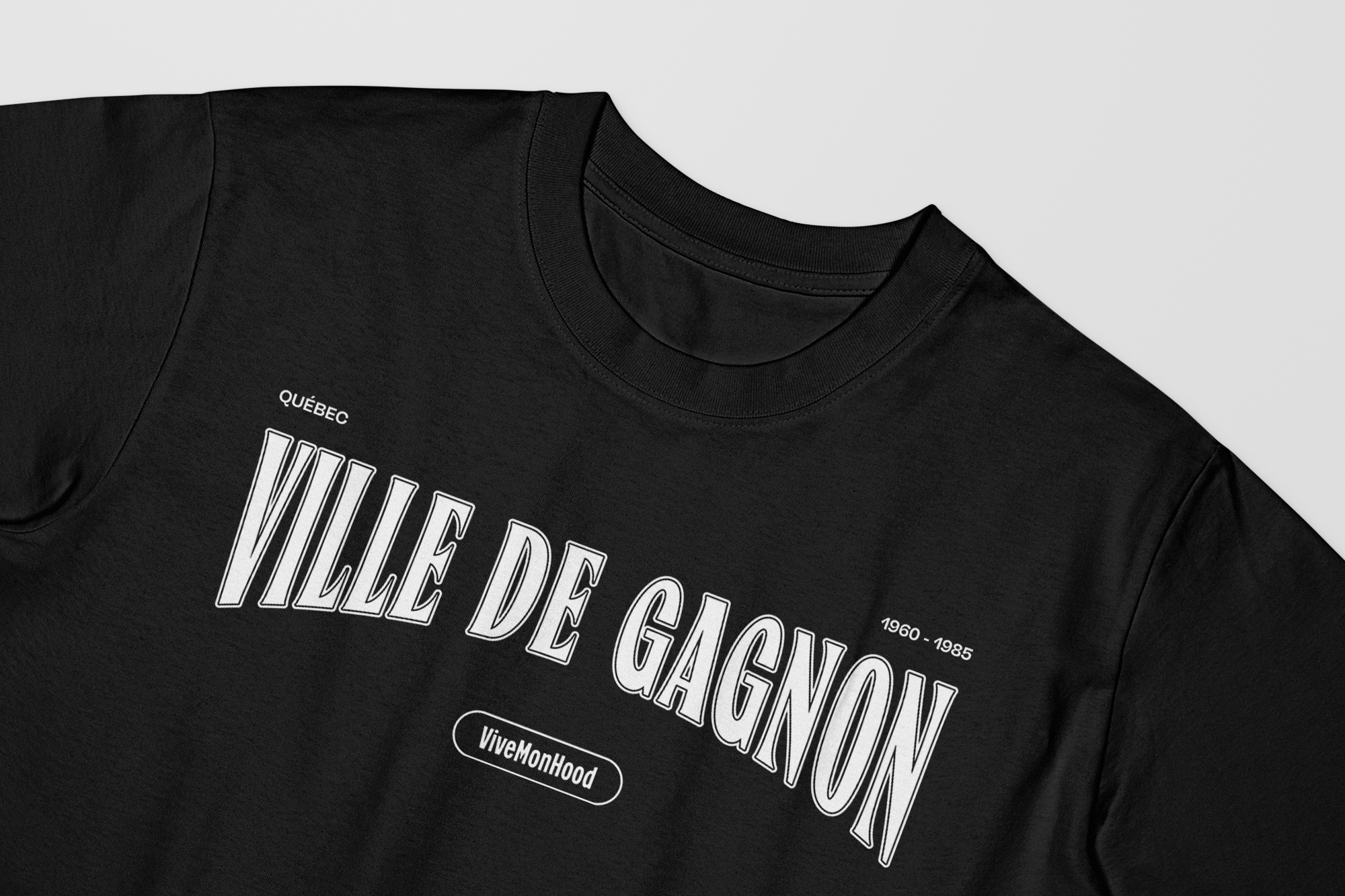Mon T-Shirt Garçon - Ville de Gagnon - Adulte - Blanc - Noir