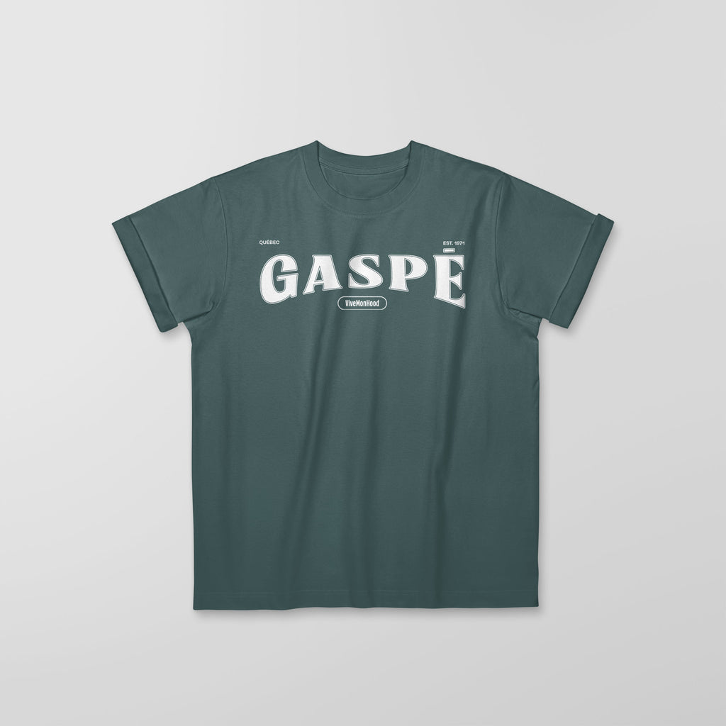 Mon T-Shirt Garçon - Adultes - Gaspé - Impression en Blanc