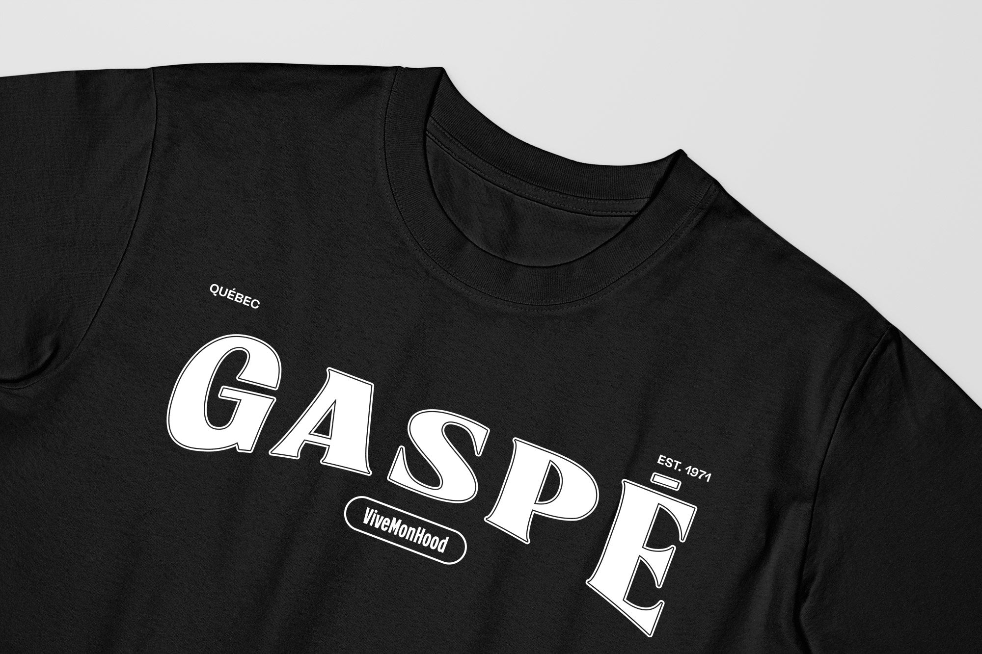 Mon T-Shirt Garçon - Adultes - Gaspé - Impression en Blanc