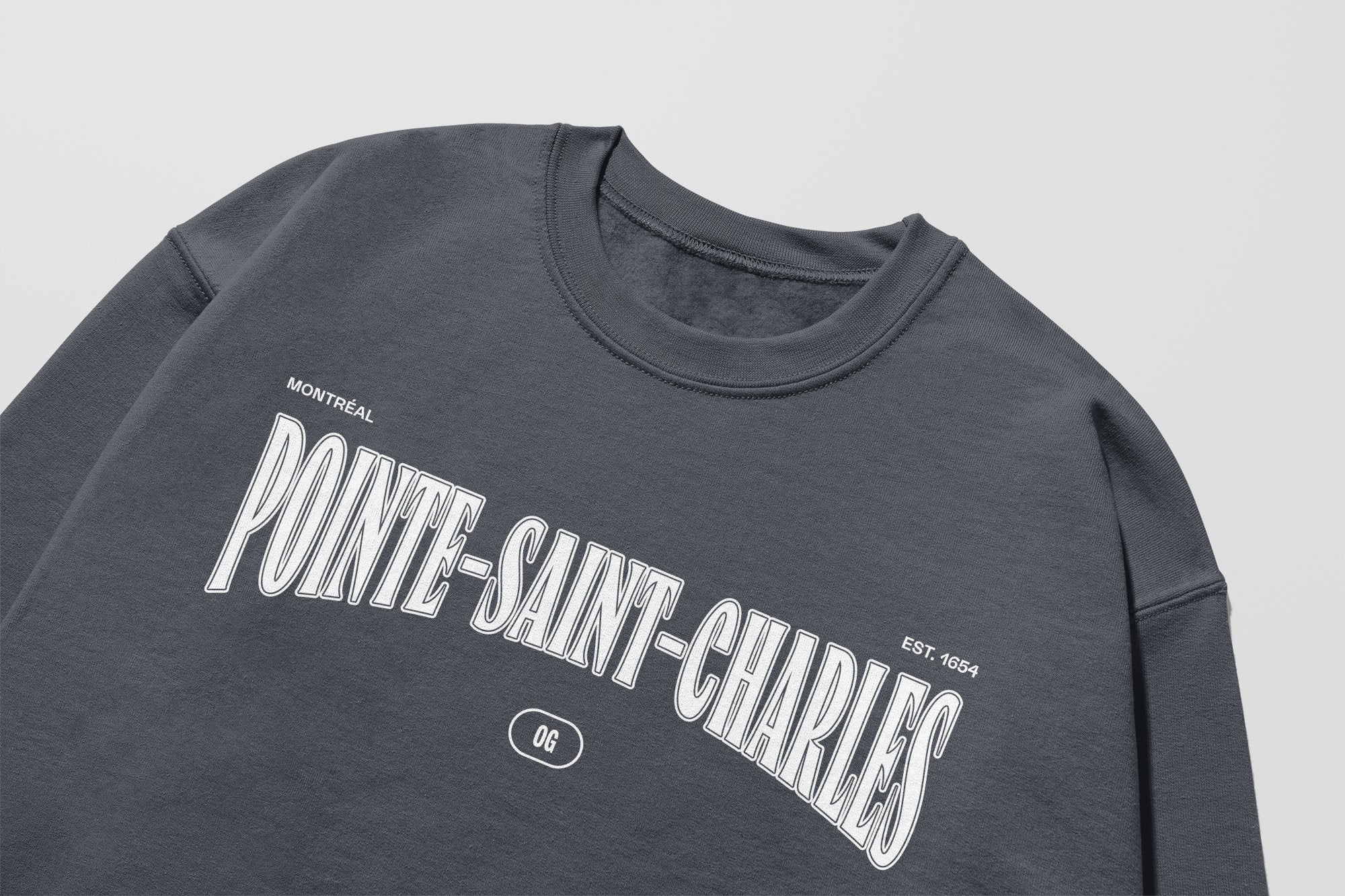 Mon Crew Fit - Enfants - Pointe-Saint-Charles - Impression en Blanc