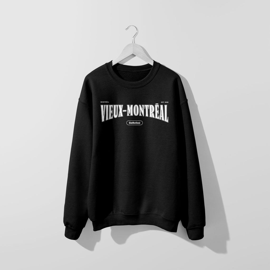 Mon Crew Confort - Adultes - Vieux-Montréal - Impression en Blanc