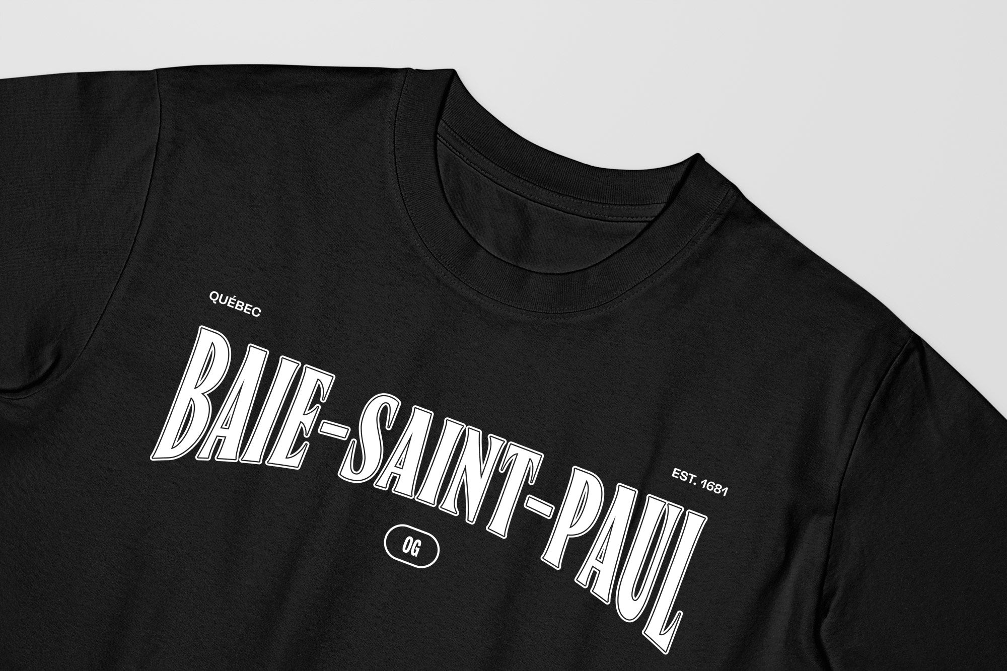 Mon T-Shirt Garçon - Adultes - Baie-Saint-Paul - Impression en Blanc