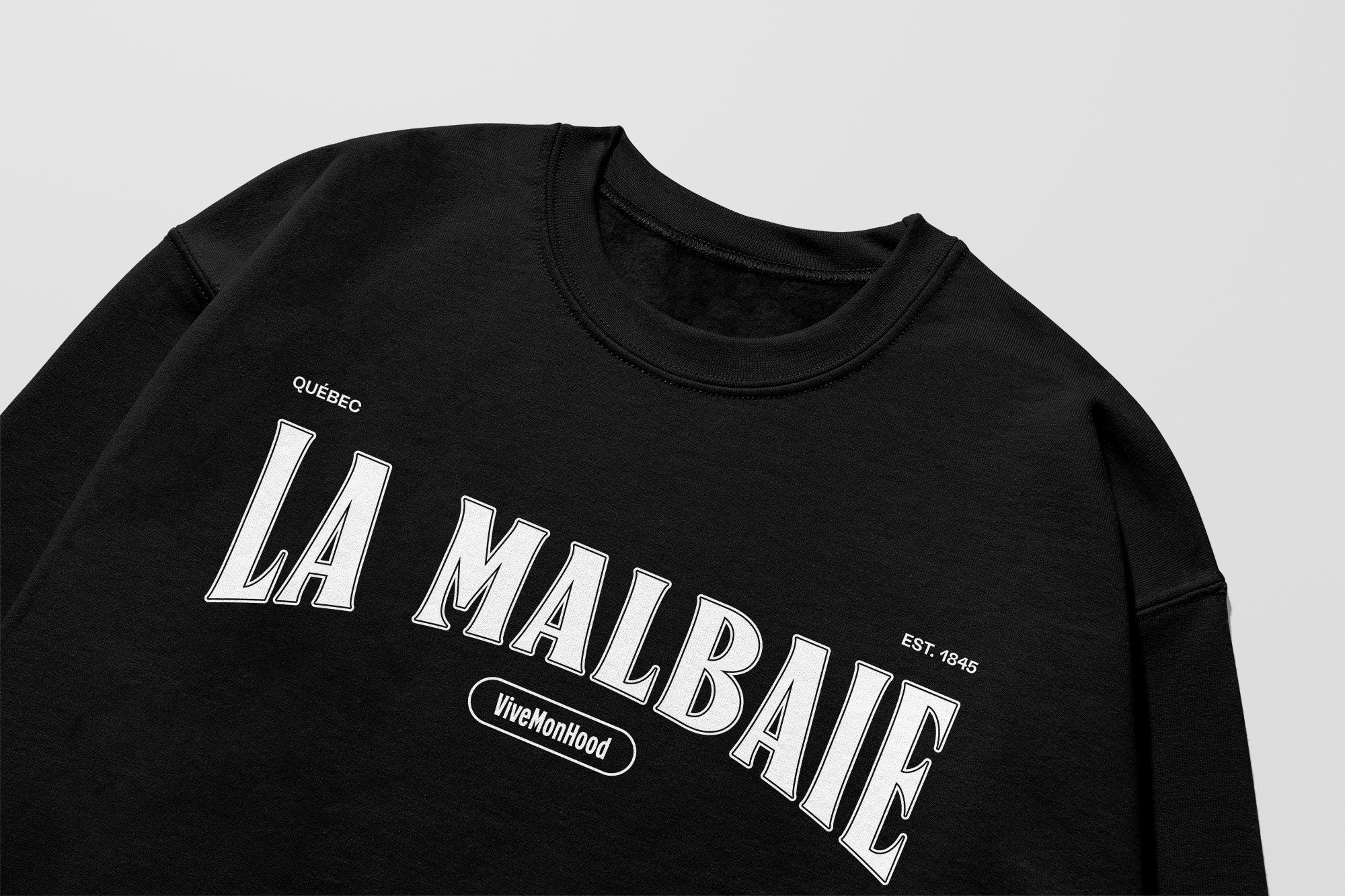 Mon Crew Confort - Adultes - La Malbaie - Impression en Blanc