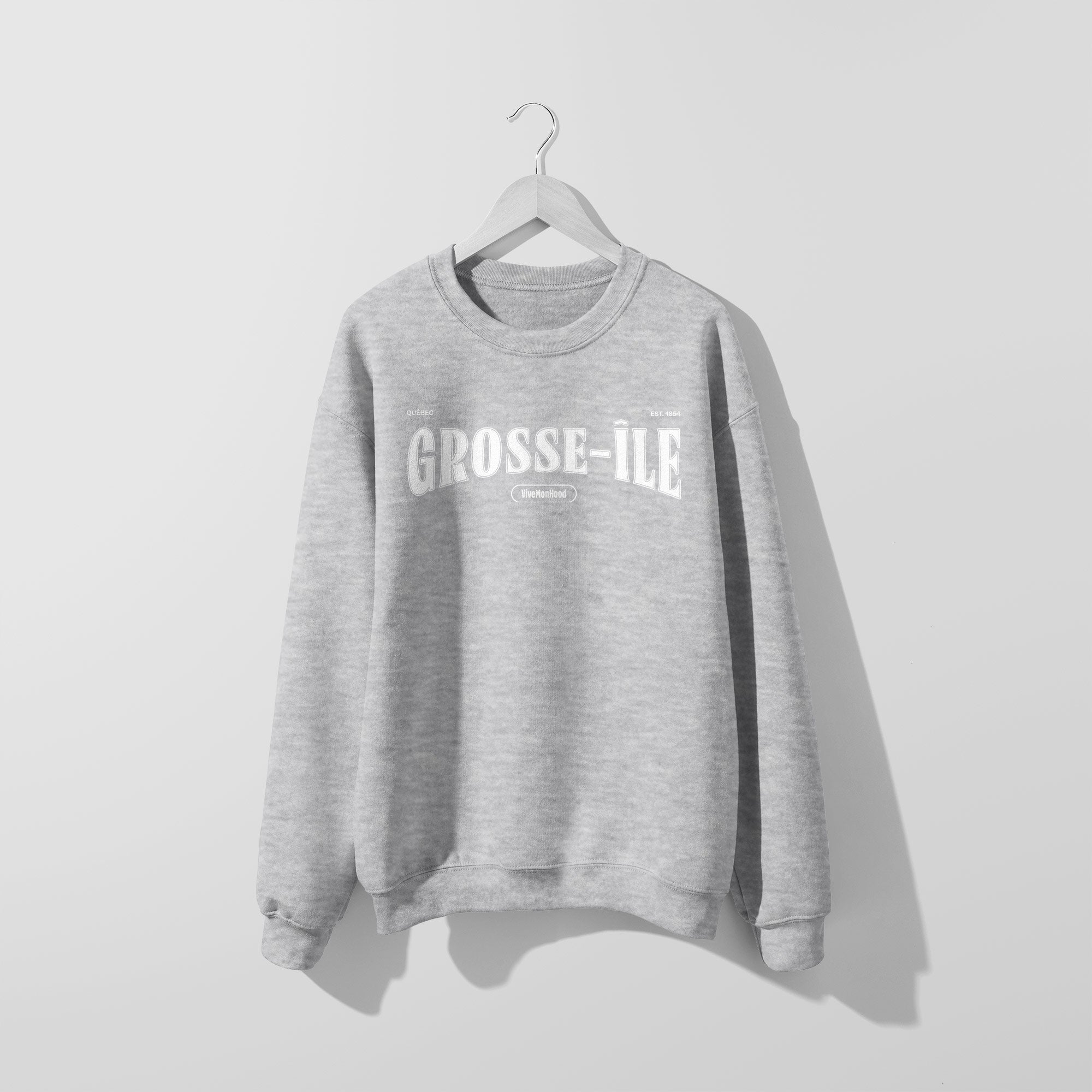 Mon Crew Fit - Adultes - Grosse-Ile - Impression en Blanc