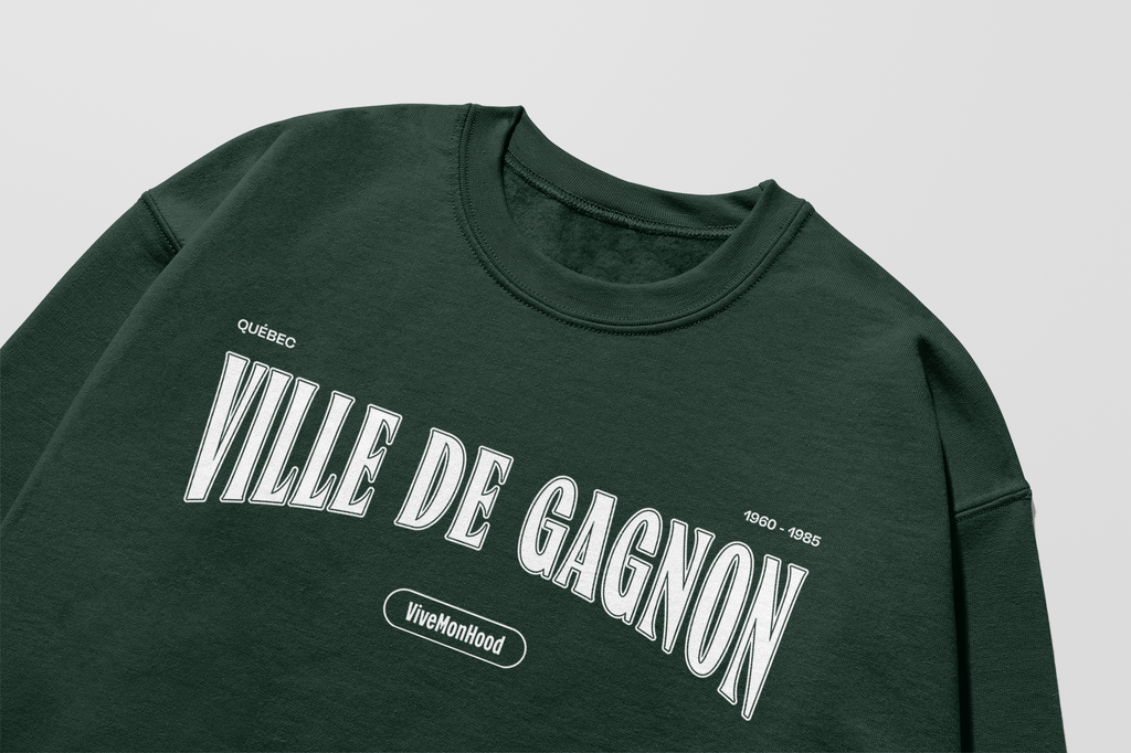 Mon Crew Confort - Ville de Gagnon - Adulte - Blanc - Forêt