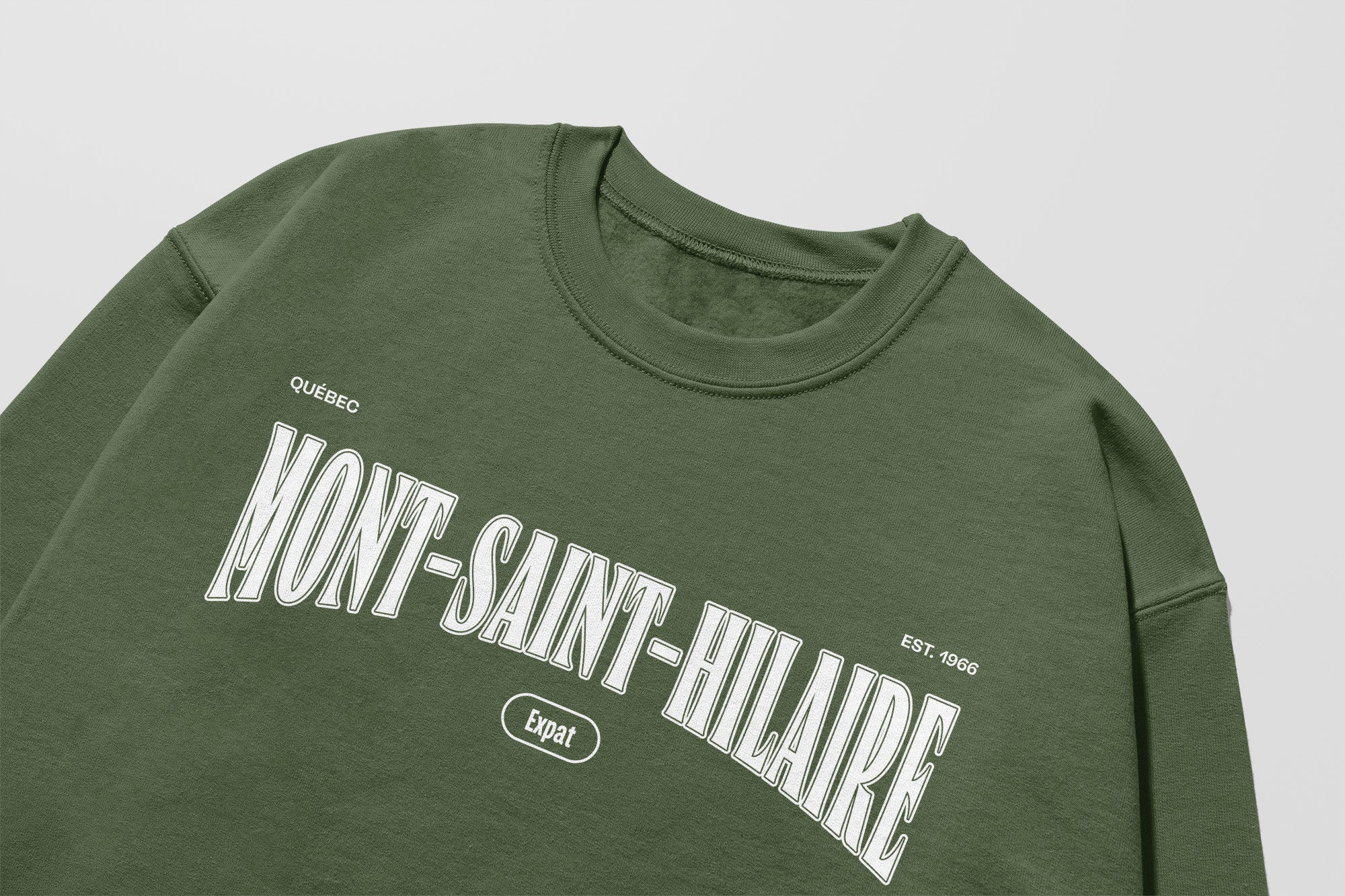 Mon Crew Confort - Adultes - Mont-Saint-Hilaire - Impression en Blanc