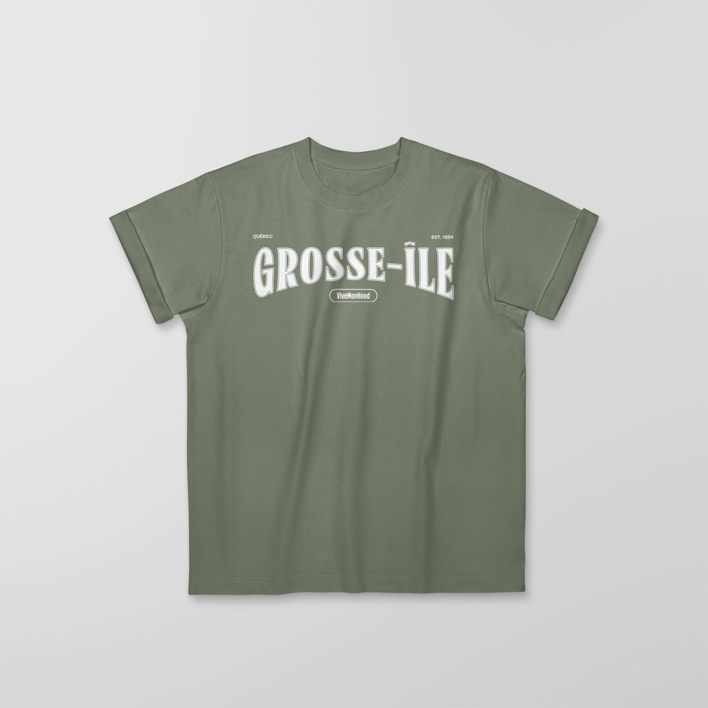 Mon T-Shirt Garçon - Adultes - Grosse-Ile - Impression en Blanc