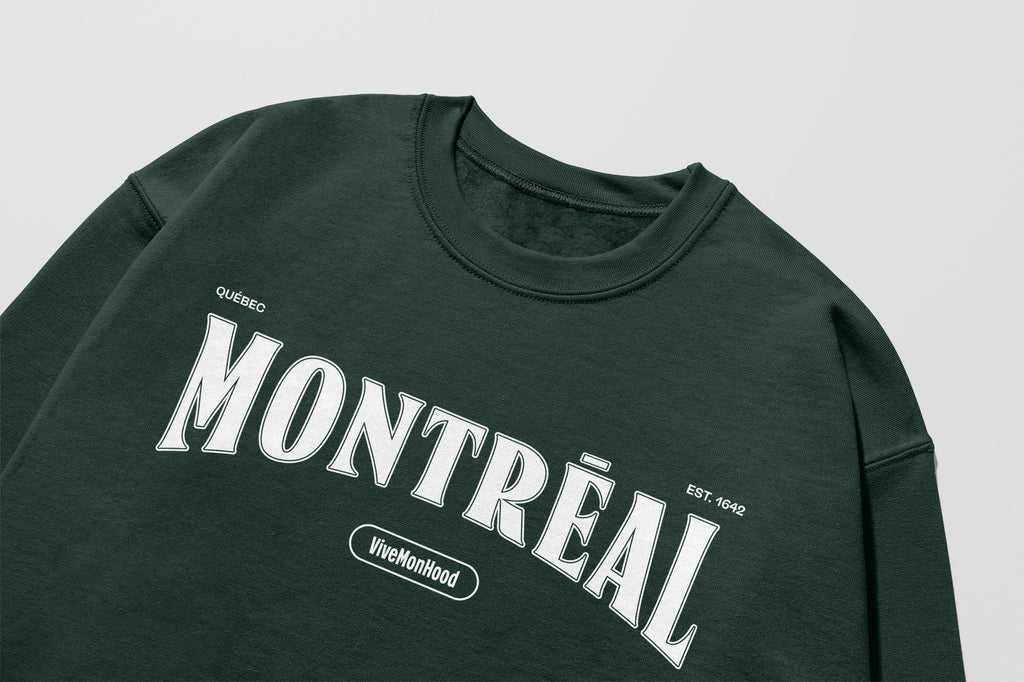 Mon Crew Confort - Adultes - Montréal - Impression en Blanc