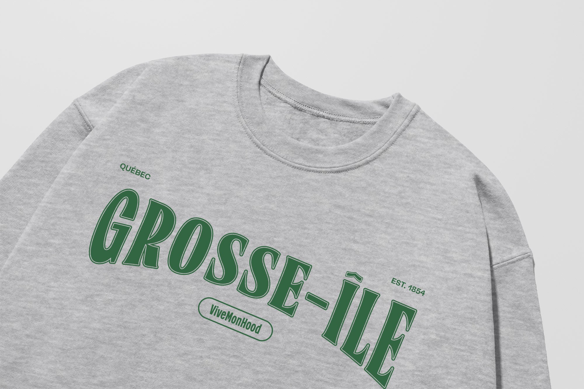 Mon Crew Fit - Adultes - Grosse-Ile - Impression en Vert