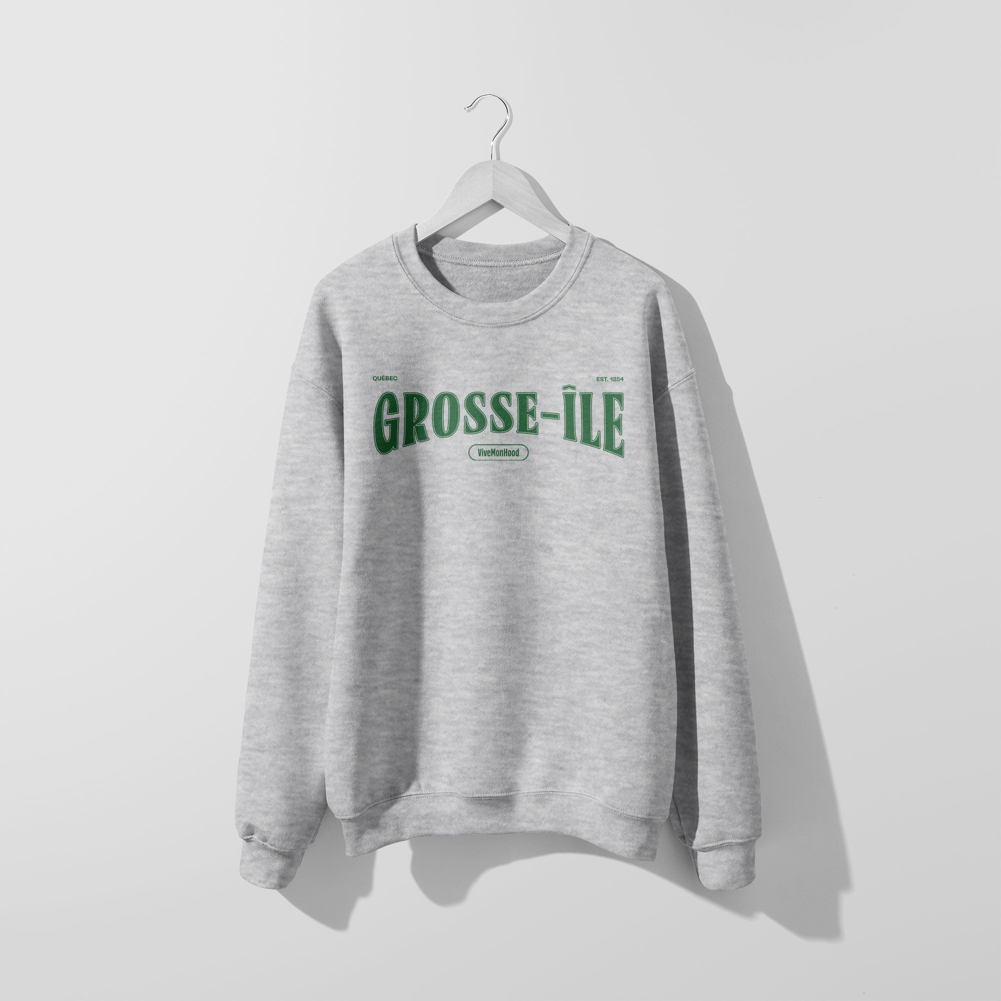 Mon Crew Fit - Adultes - Grosse-Ile - Impression en Vert