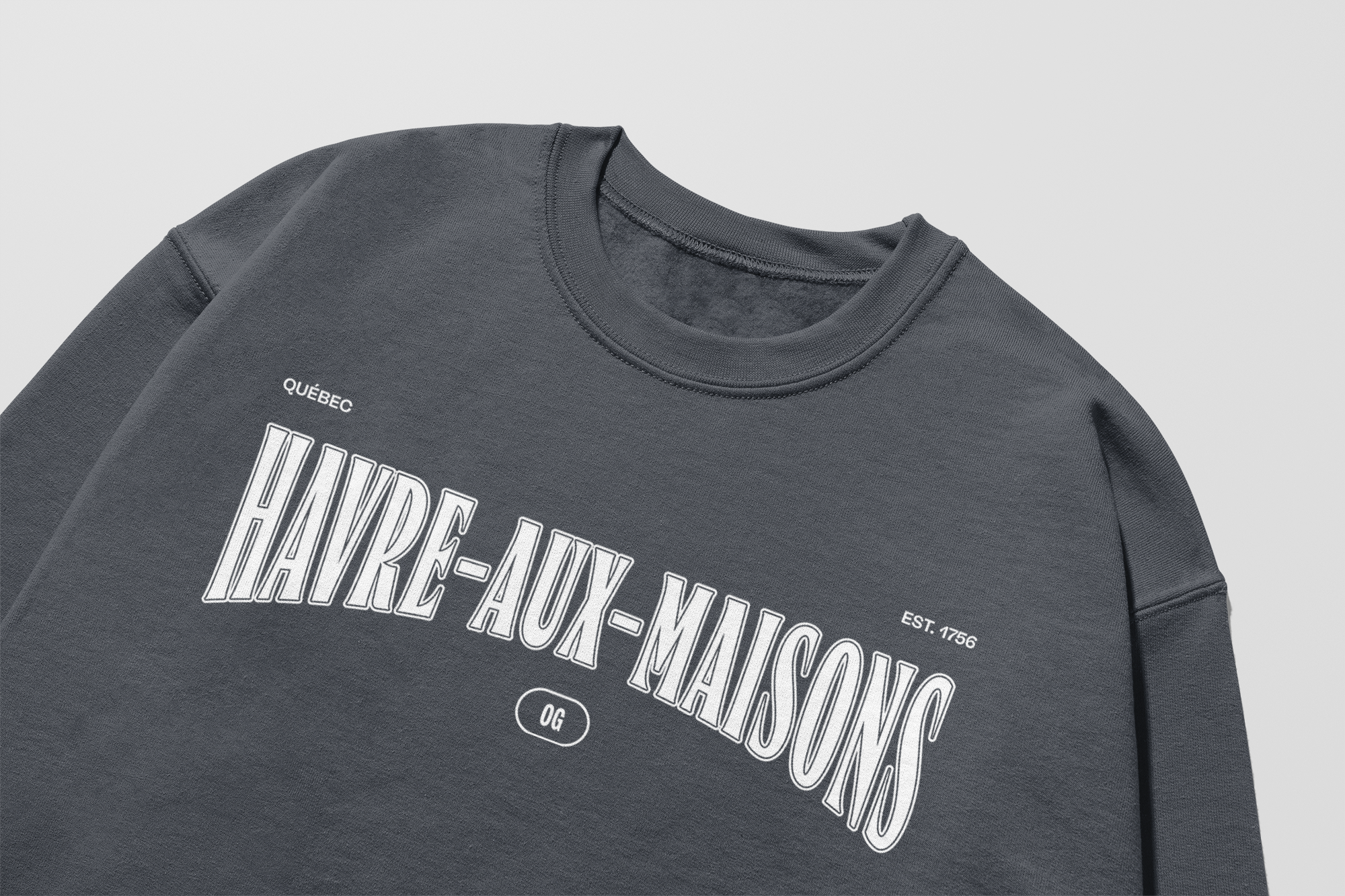 Mon Crew Fit - Havre-aux-Maisons - Enfant - Blanc - Dark Heather
