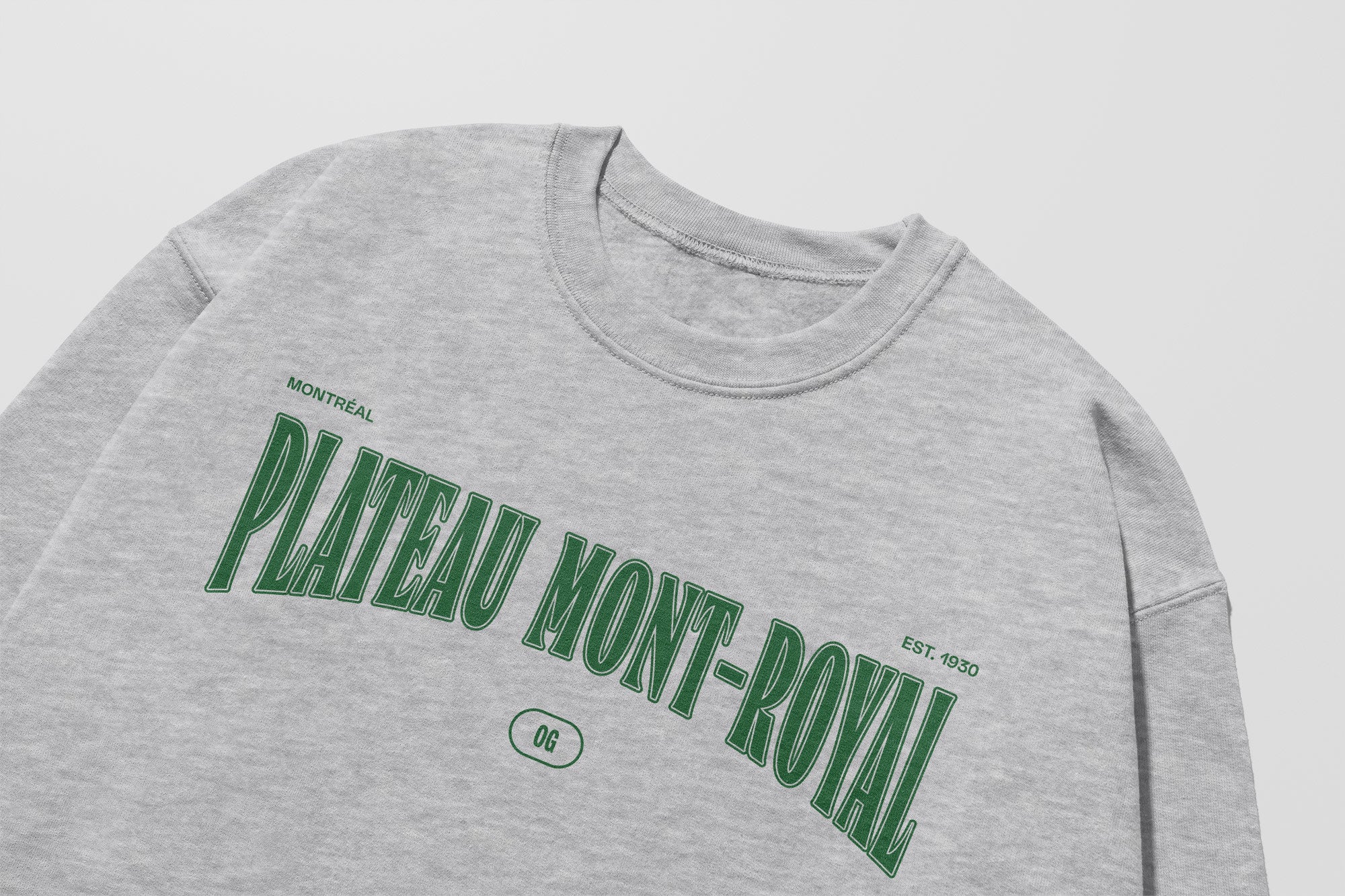 Mon Crew Fit - Adultes - Plateau Mont-Royal - Impression en Vert