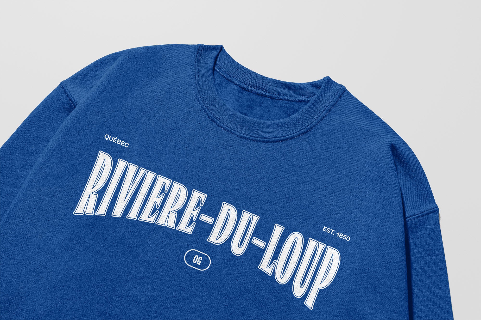 Mon Crew Confort - Adultes - Rivière-du-Loup - Impression en Blanc