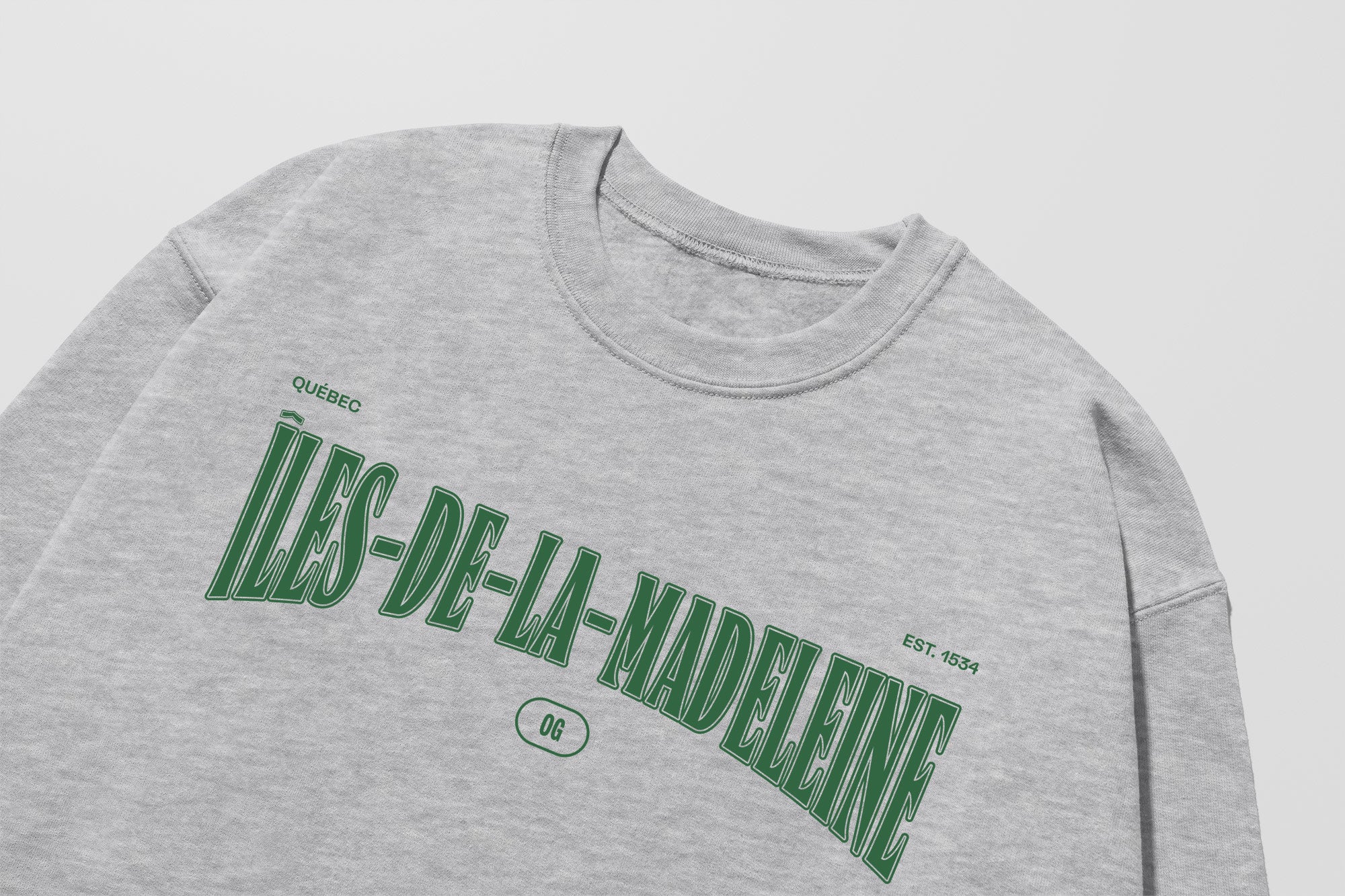 Mon Crew Fit - Adultes - Îles-de-la-Madeleine - Impression en Vert