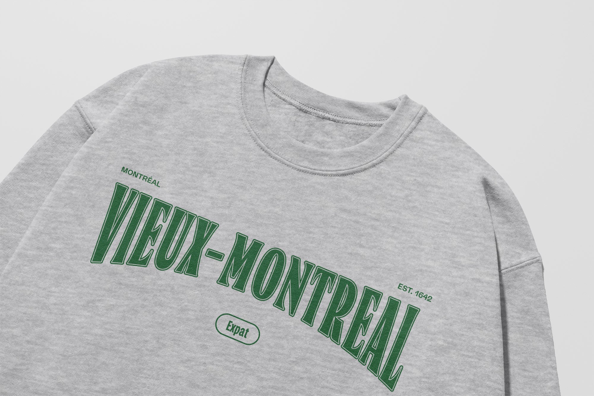 Mon Crew Fit - Adultes - Vieux-Montréal - Impression en Vert