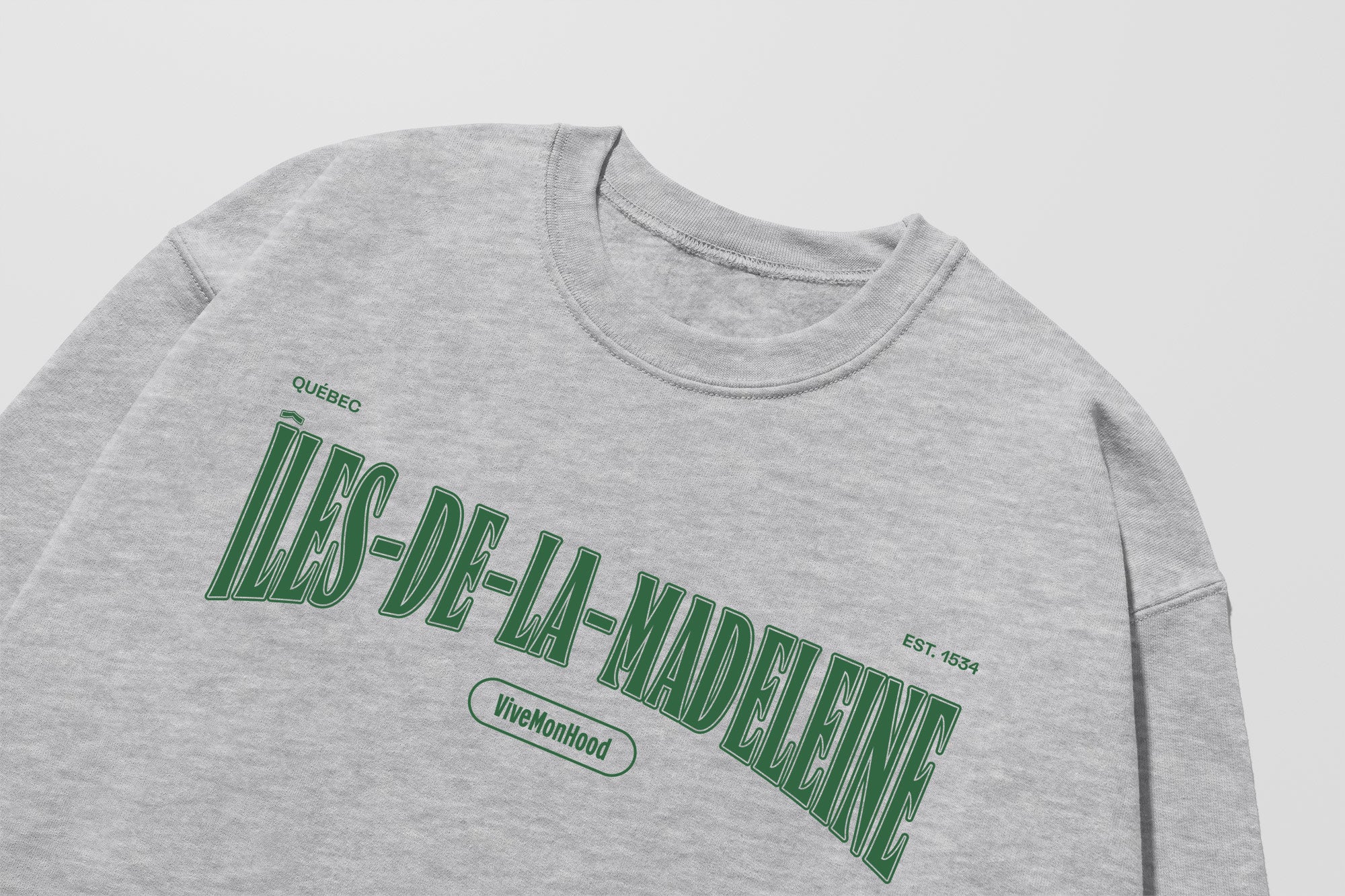 Mon Crew Fit - Adultes - Îles-de-la-Madeleine - Impression en Vert