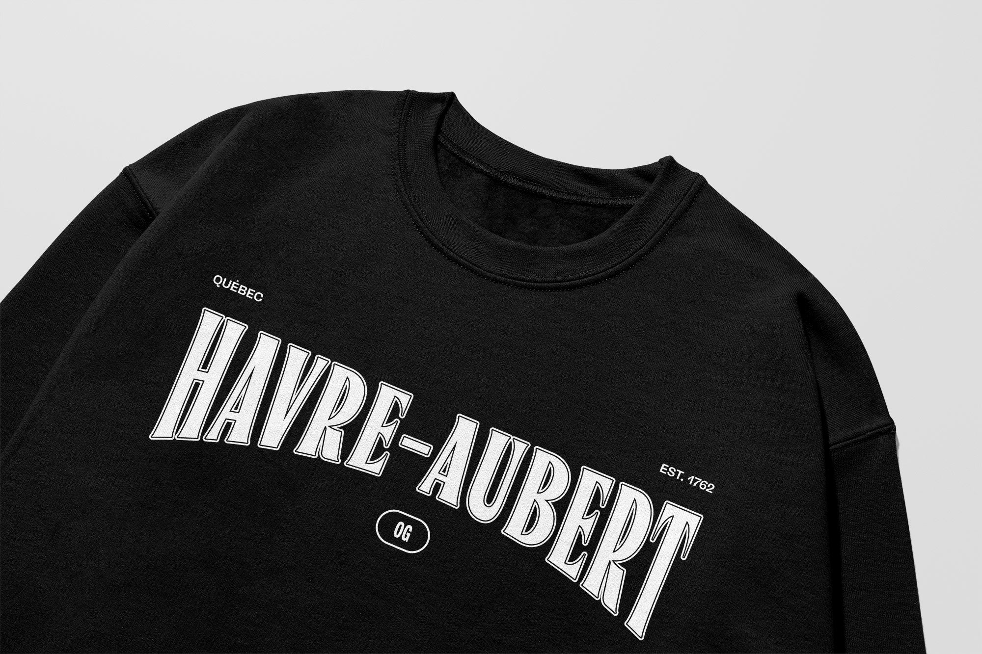 Mon Crew Fit - Adultes - Havre-Aubert - Impression en Blanc