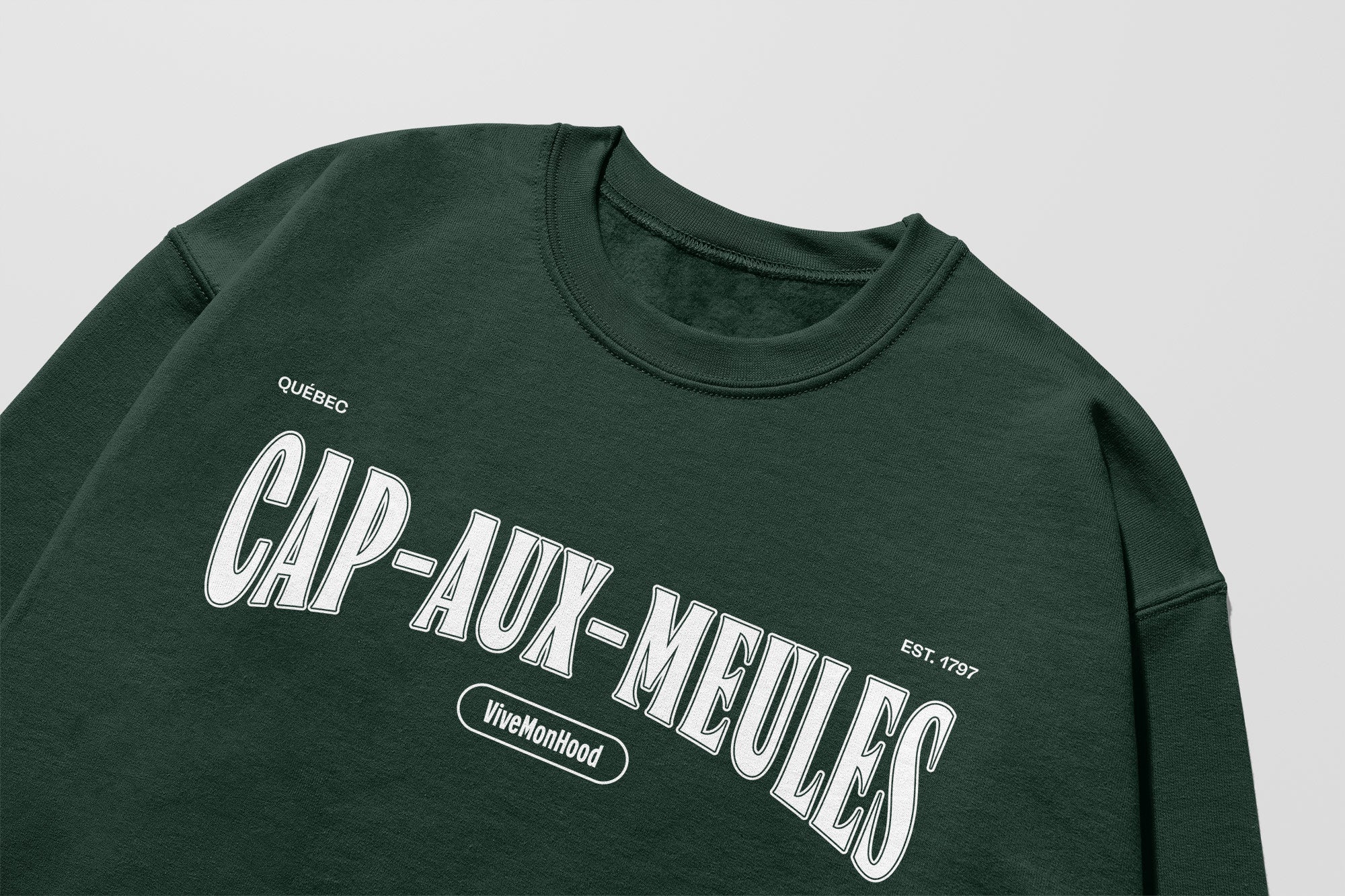 Mon Crew Confort - Adultes - Cap-aux-Meules - Impression en Blanc