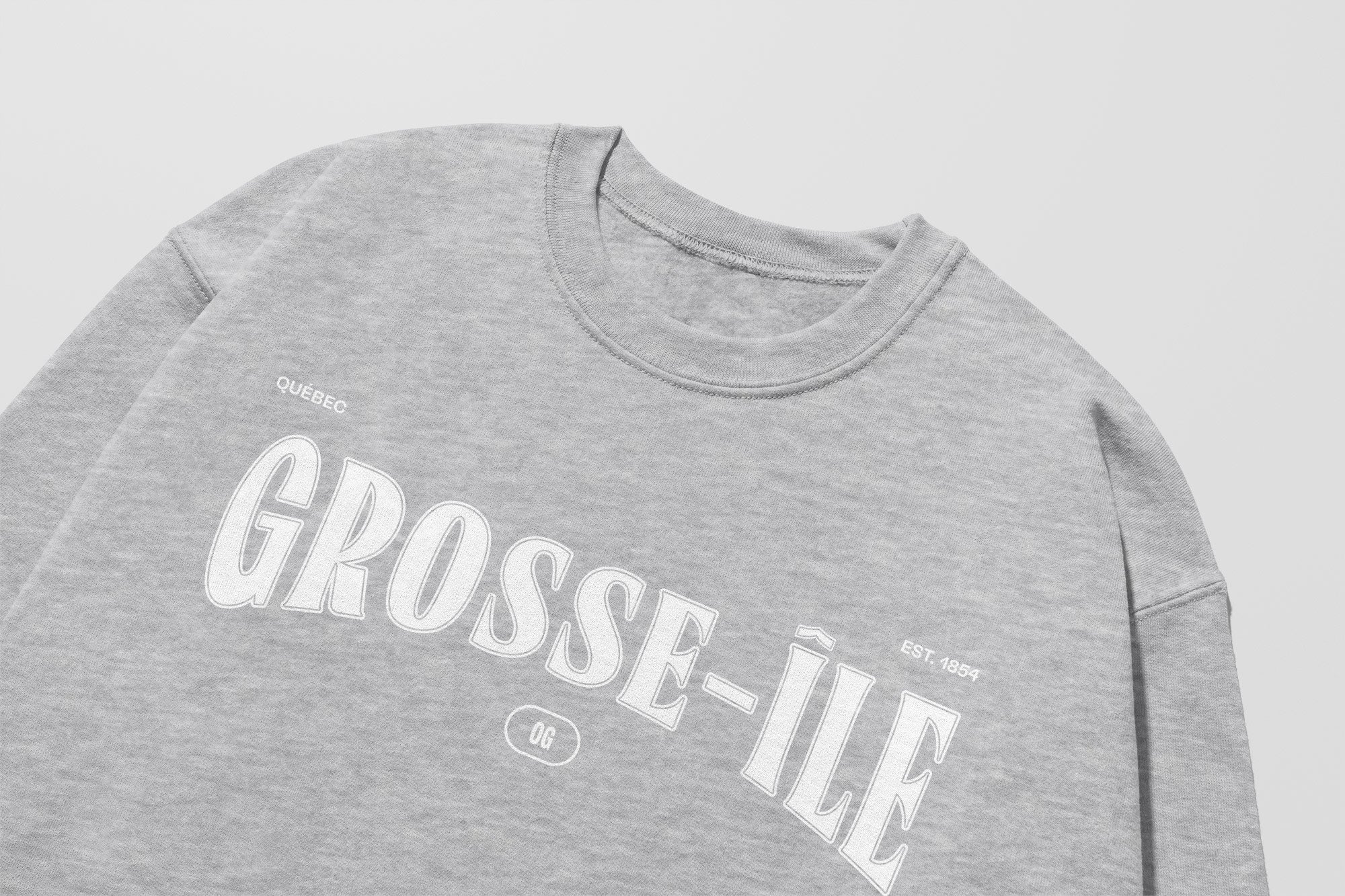 Mon Crew Fit - Adultes - Grosse-Ile - Impression en Blanc