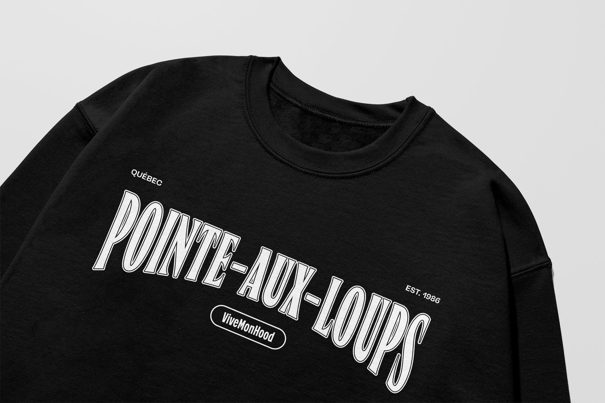 Mon Crew Confort - Adultes - Pointe-aux-Loups - Impression en Blanc