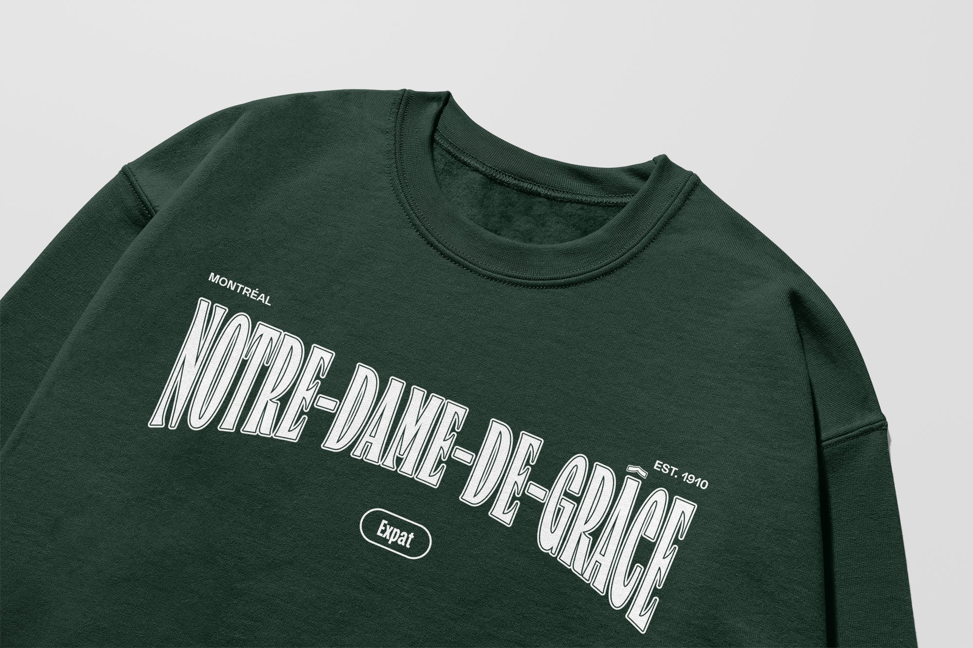 Mon Crew Confort - Adultes - Notre-Dame-de-Grace - Impression en Blanc
