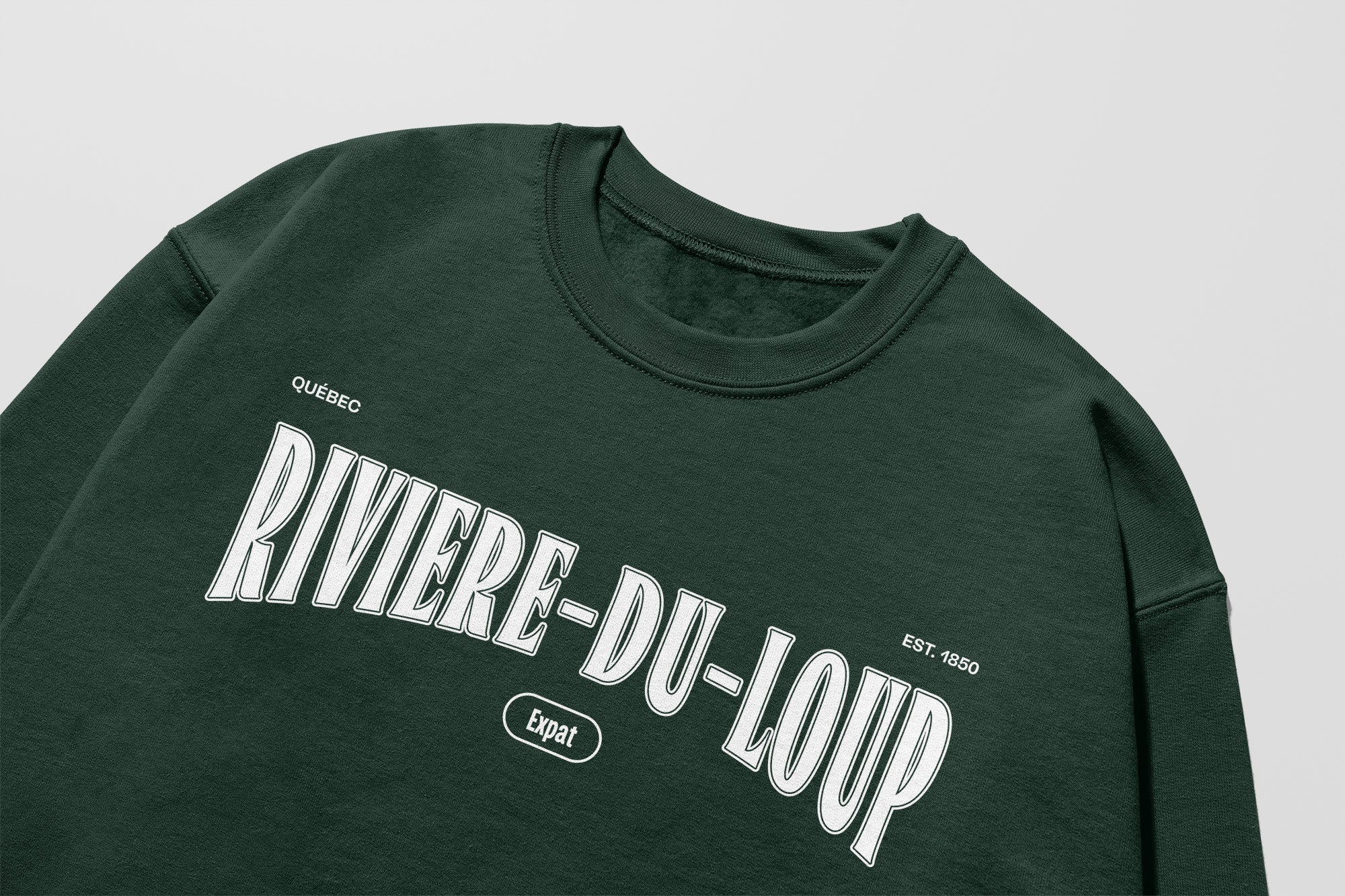 Mon Crew Confort - Adultes - Rivière-du-Loup - Impression en Blanc