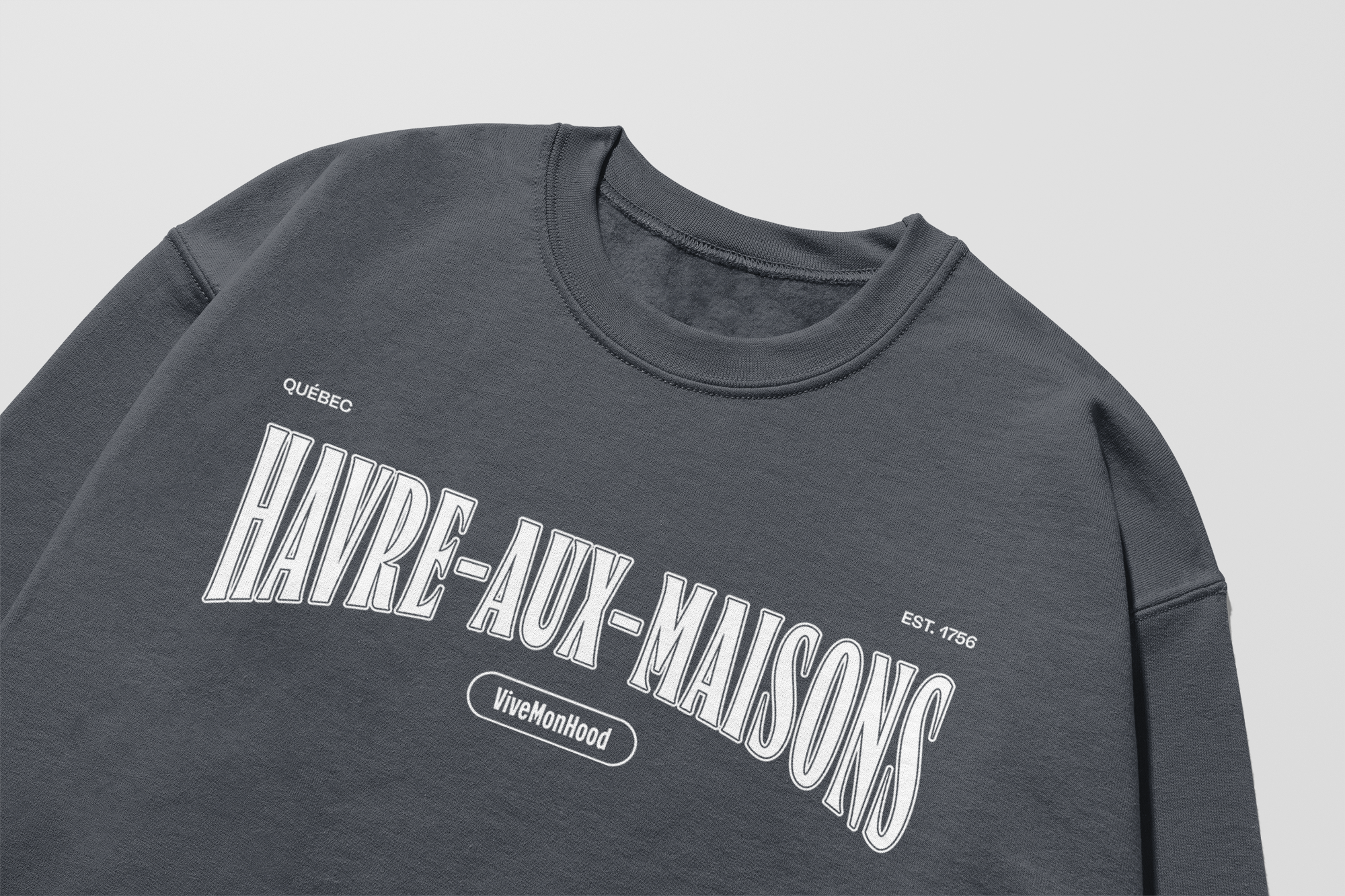 Mon Crew Fit - Havre-aux-Maisons - Enfant - Blanc - Dark Heather