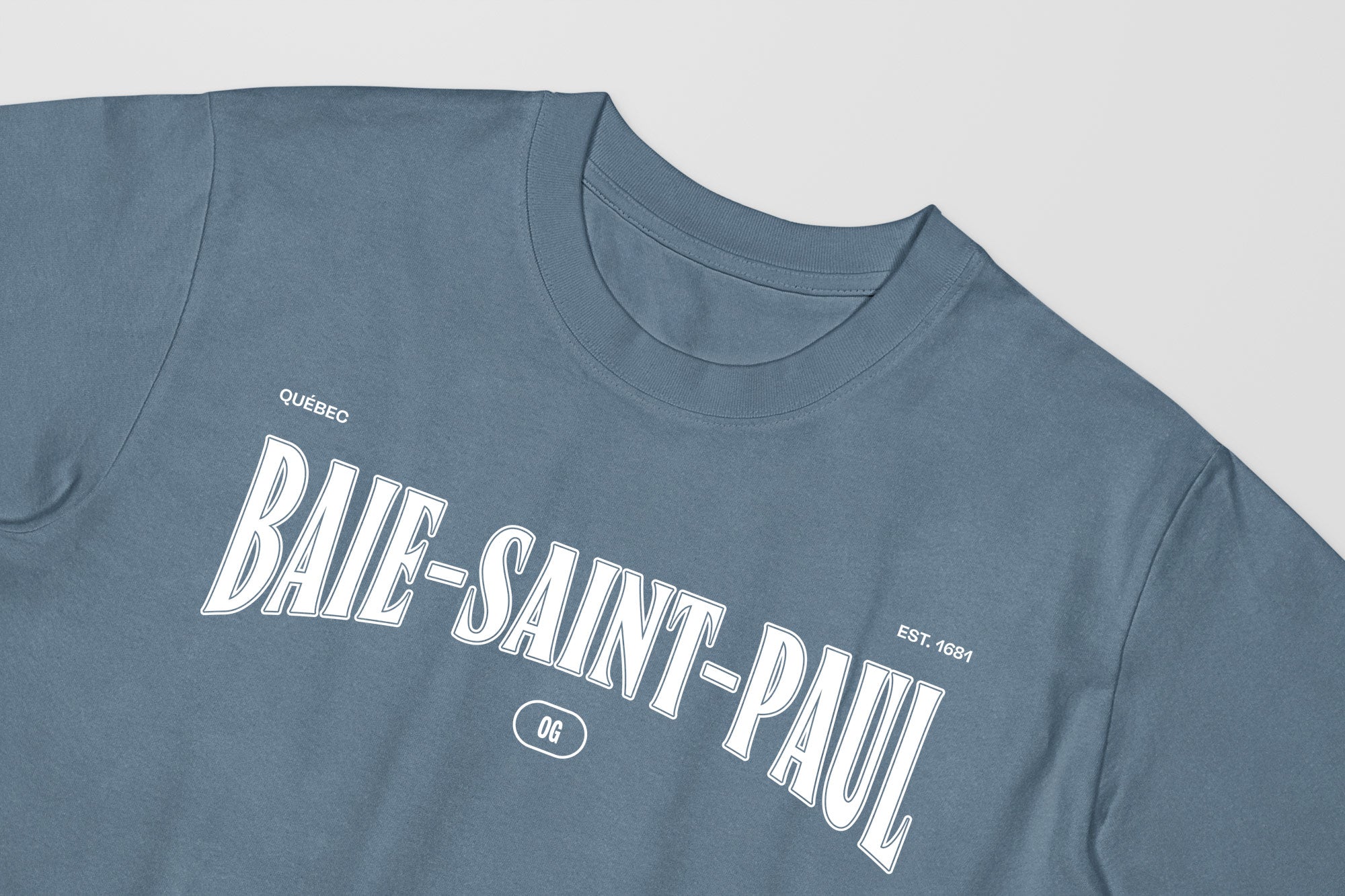 Mon T-Shirt Garçon - Adultes - Baie-Saint-Paul - Impression en Blanc