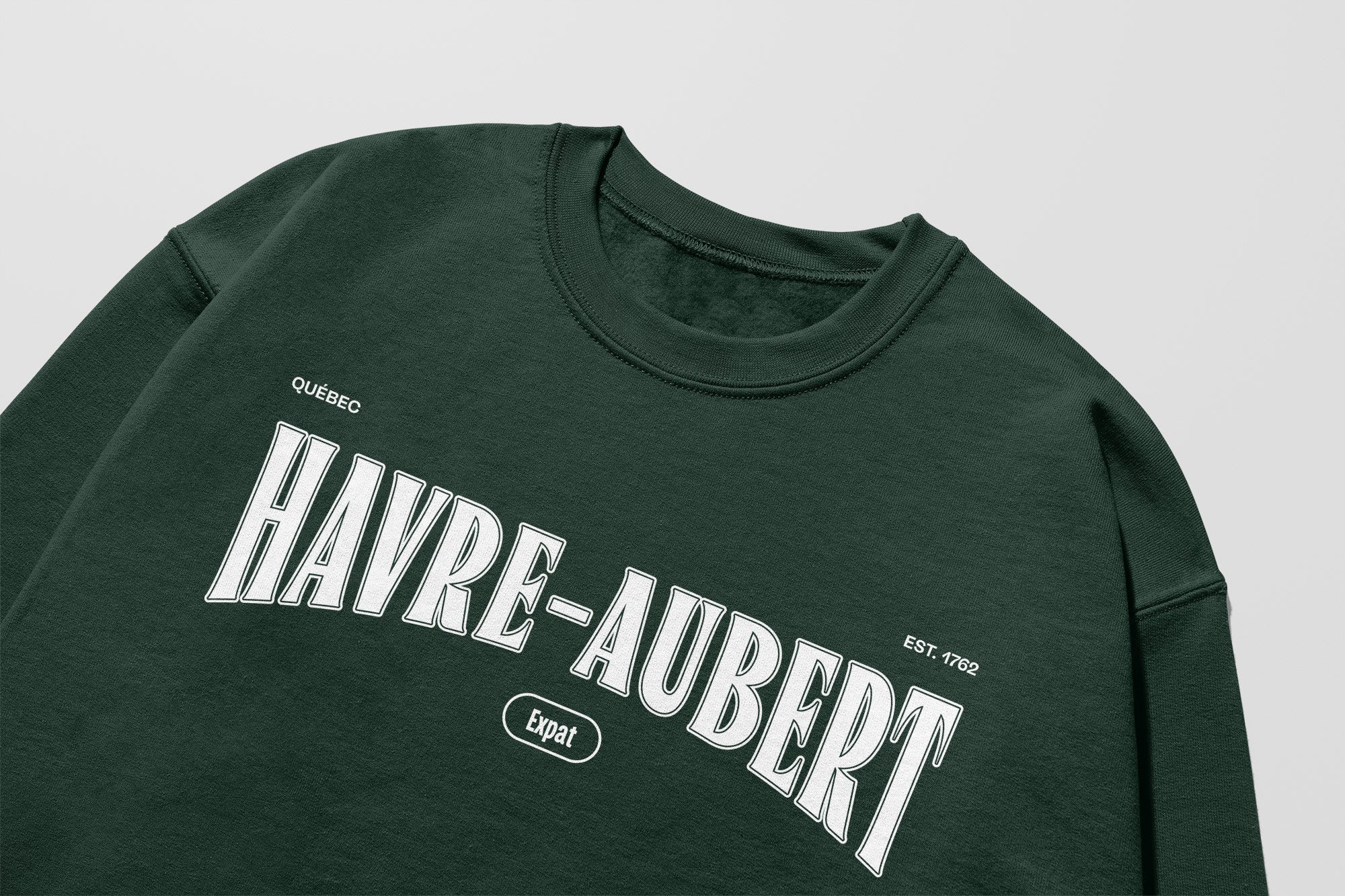 Mon Crew Confort - Adultes - Havre-Aubert - Impression en Blanc
