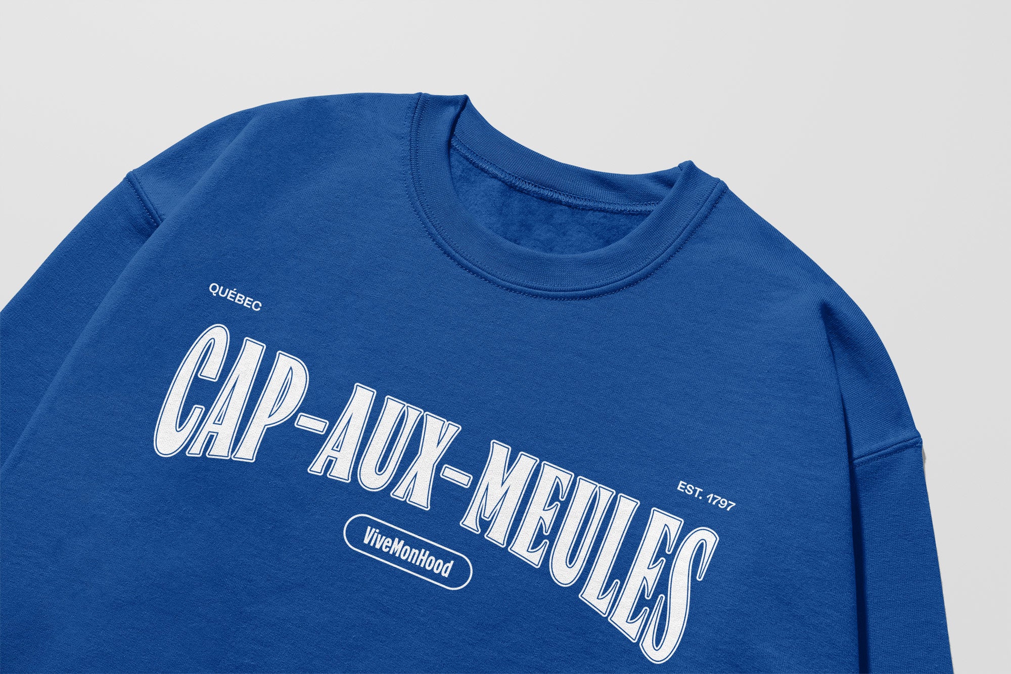 Mon Crew Confort - Adultes - Cap-aux-Meules - Impression en Blanc